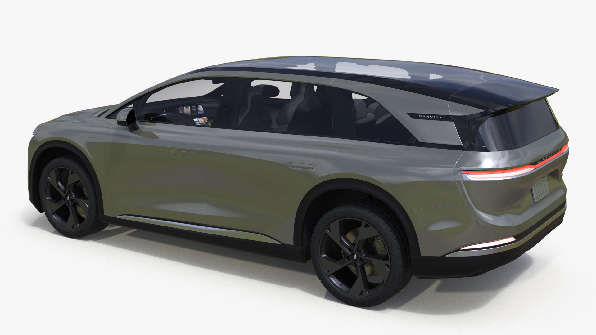 3D Lucid Gravity 2024 Electric SUV Olive Color model