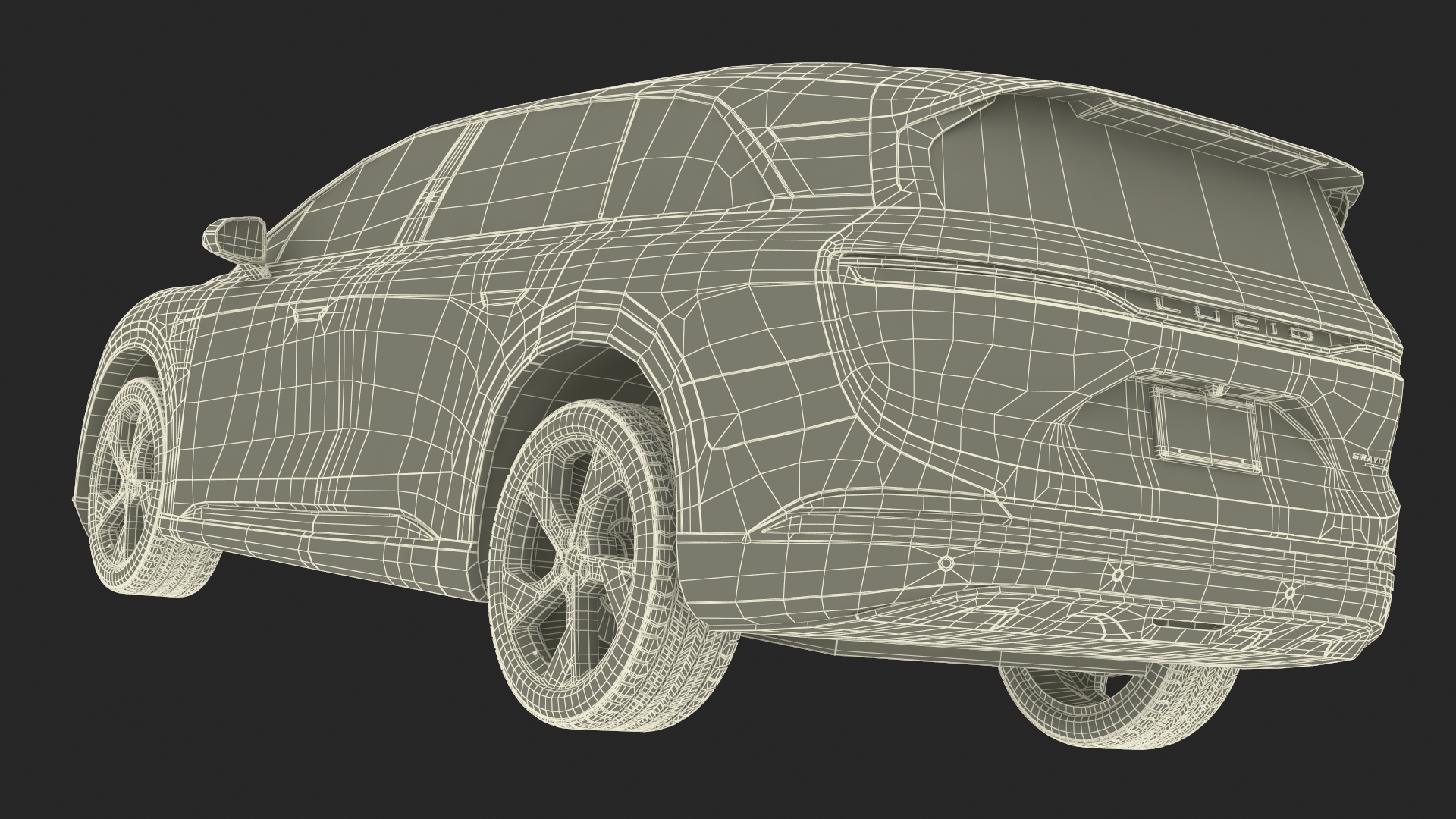 3D Lucid Gravity 2024 Electric SUV Olive Color model