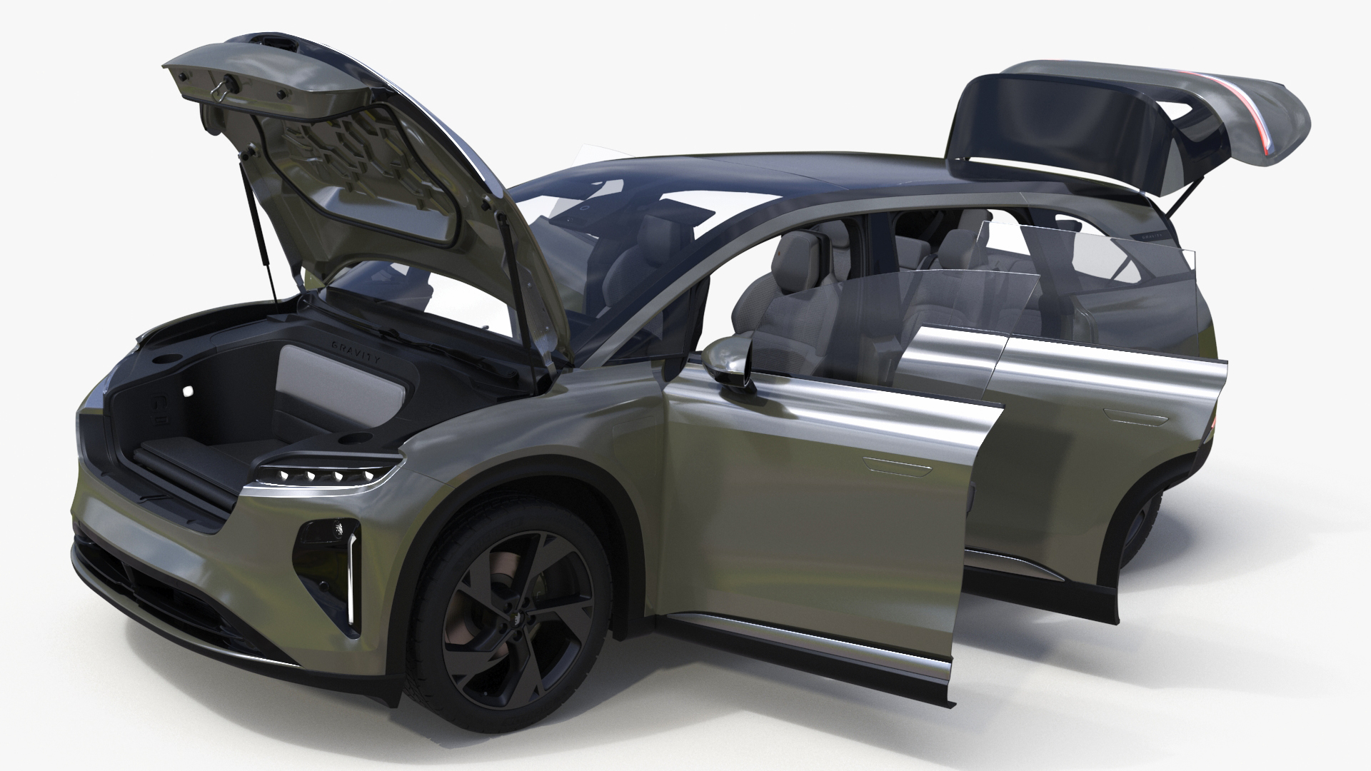 3D Lucid Gravity 2024 Electric SUV Olive Color model