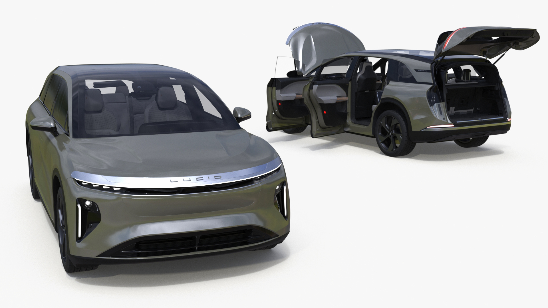 3D Lucid Gravity 2024 Electric SUV Olive Color model