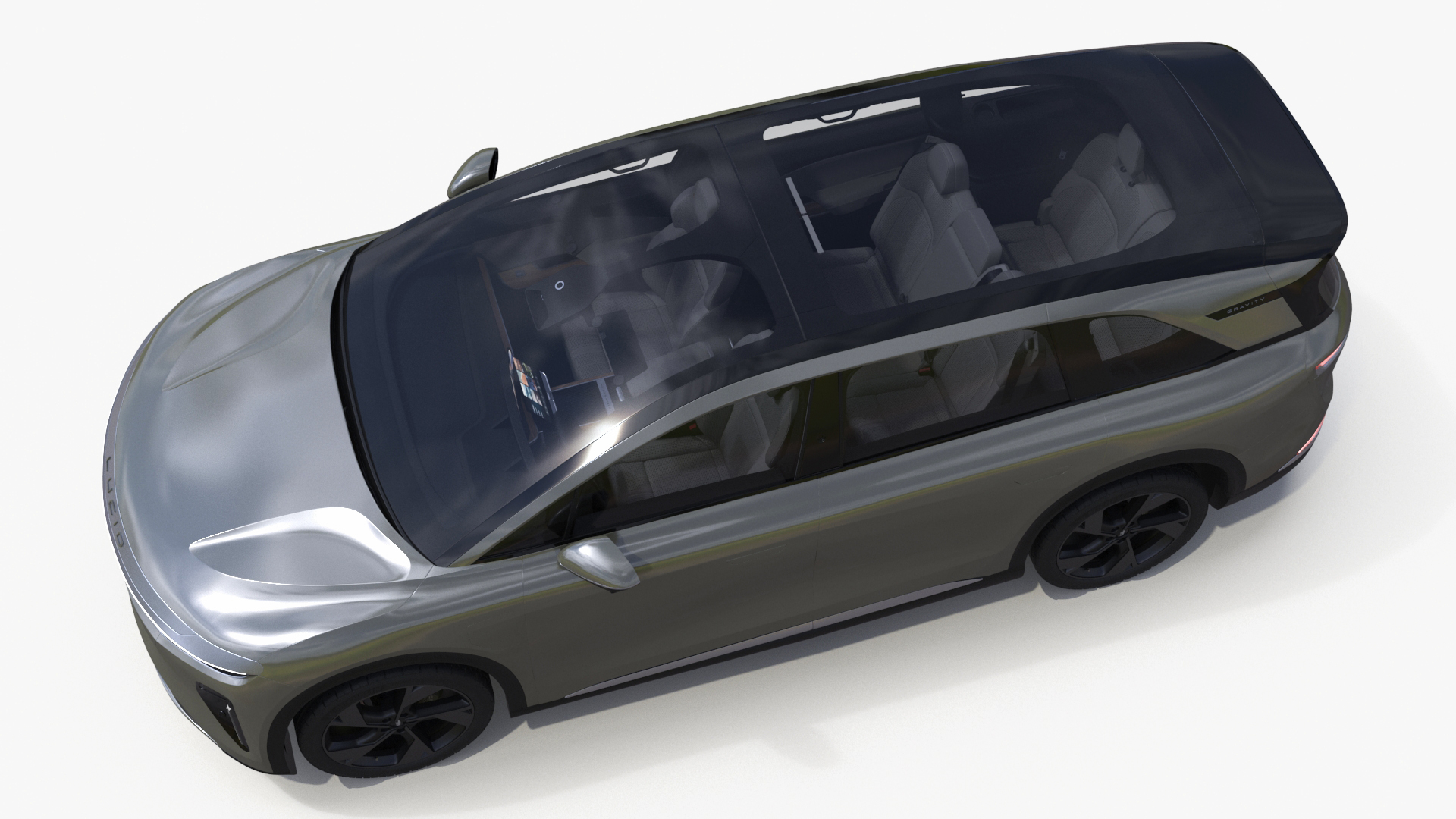 3D Lucid Gravity 2024 Electric SUV Olive Color model