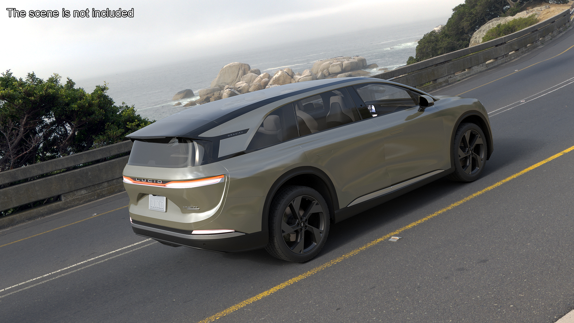 3D Lucid Gravity 2024 Electric SUV Olive Color model