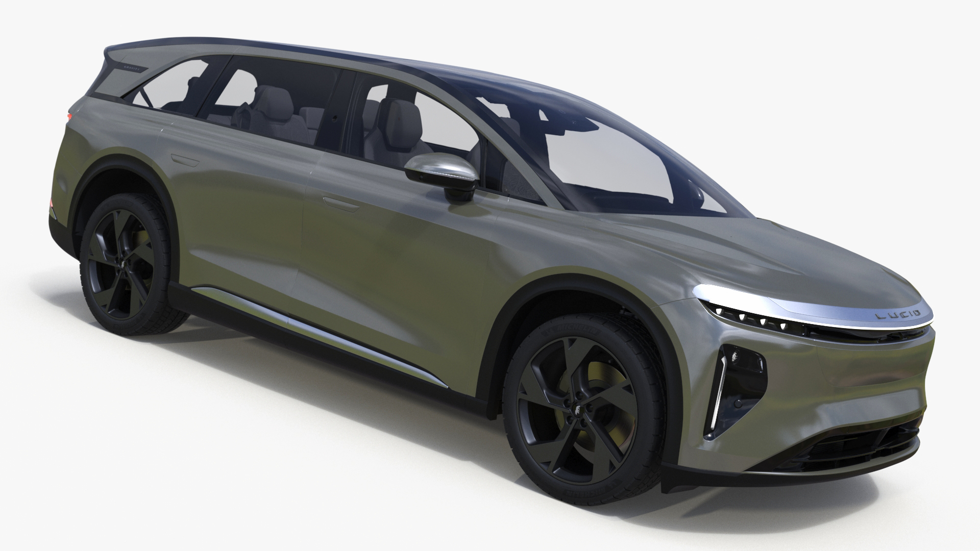3D Lucid Gravity 2024 Electric SUV Olive Color model