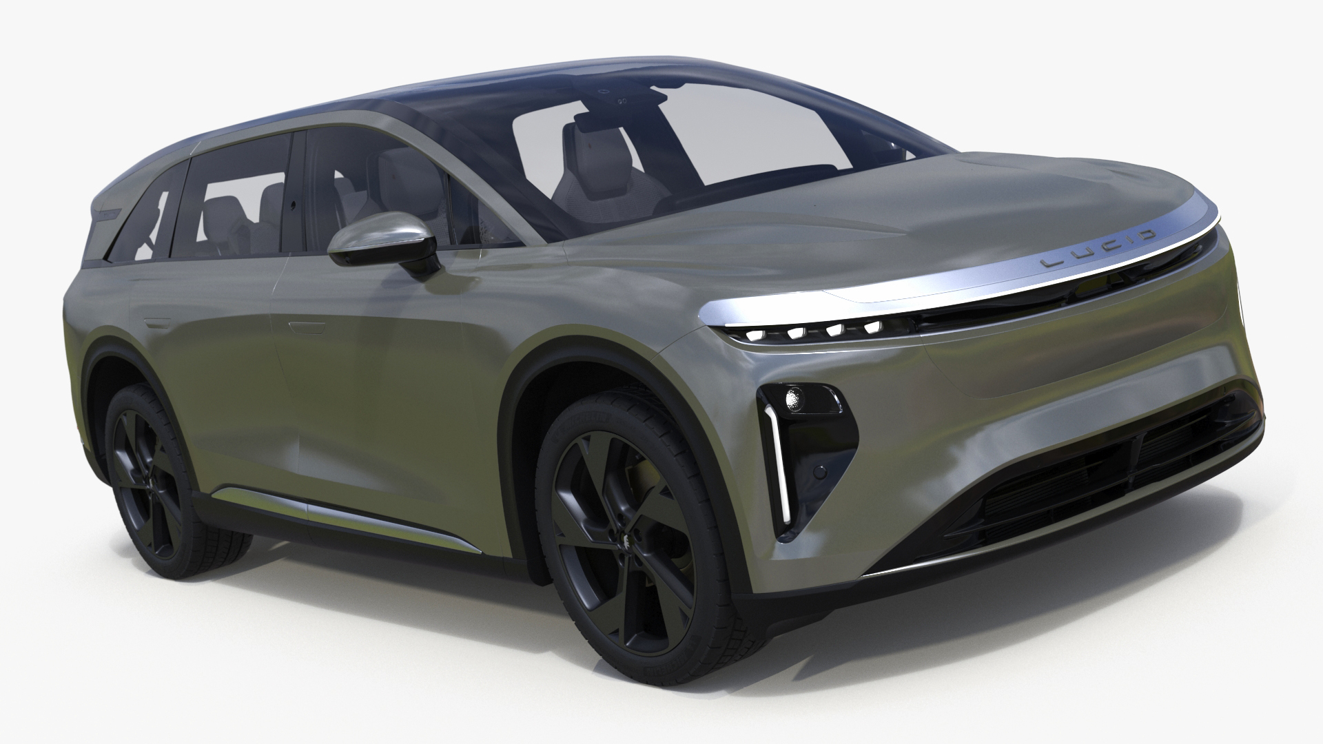 3D Lucid Gravity 2024 Electric SUV Olive Color model