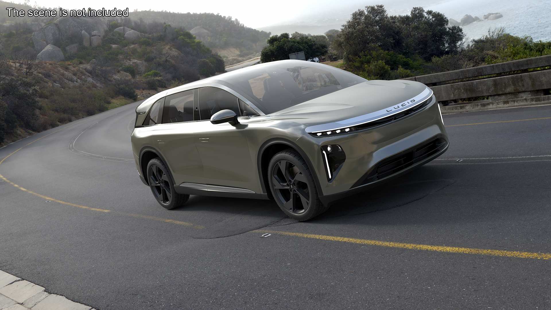 3D Lucid Gravity 2024 Electric SUV Olive Color model