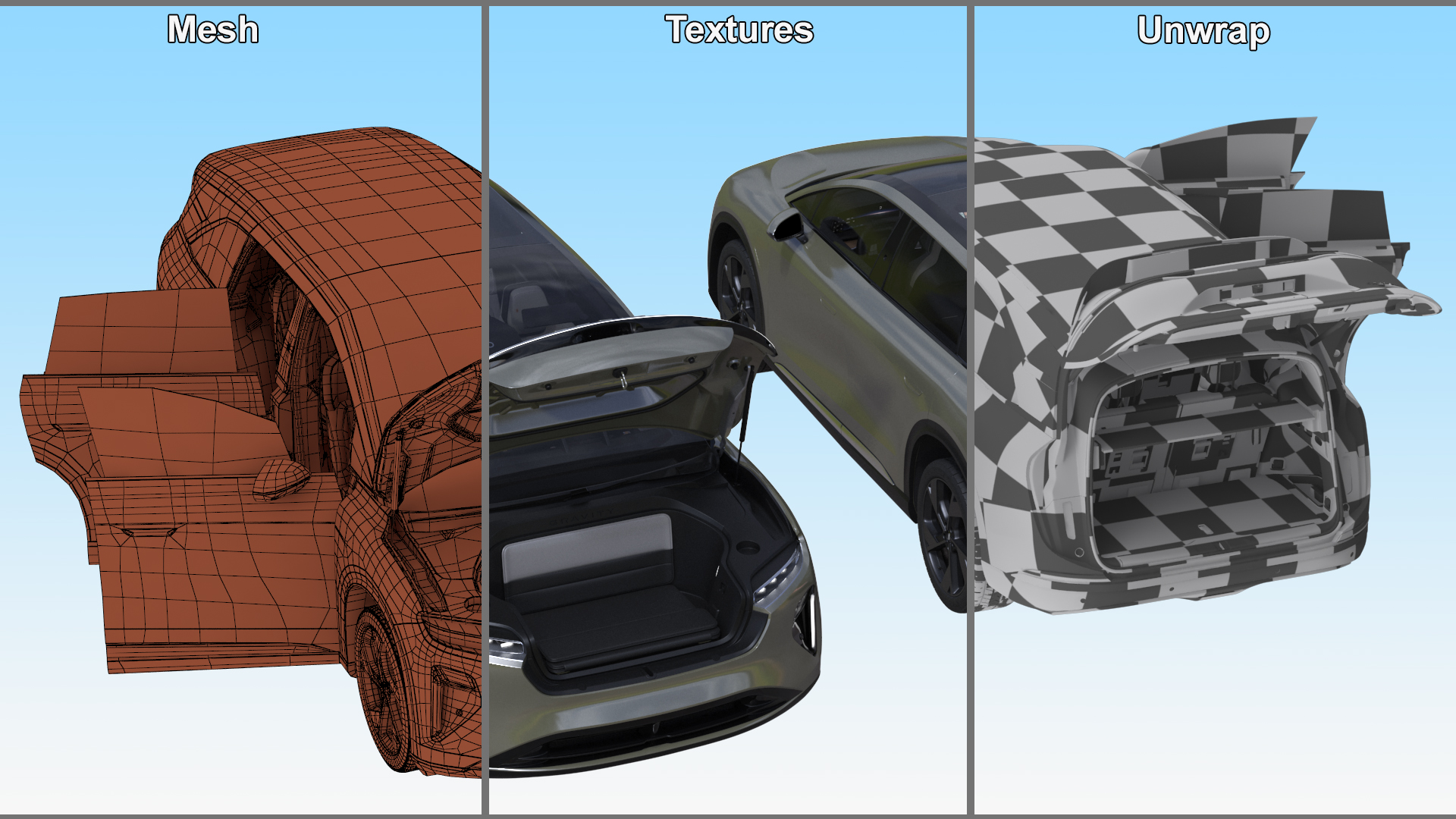 3D Lucid Gravity 2024 Electric SUV Olive Color model