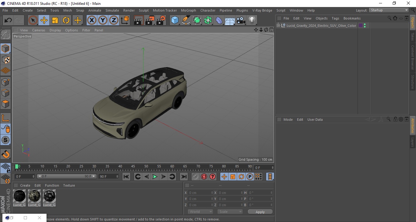 3D Lucid Gravity 2024 Electric SUV Olive Color model
