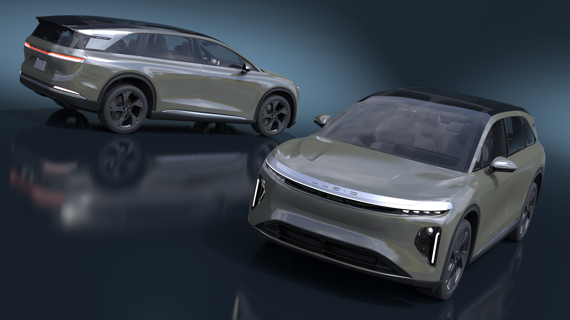 3D Lucid Gravity 2024 Electric SUV Olive Color model