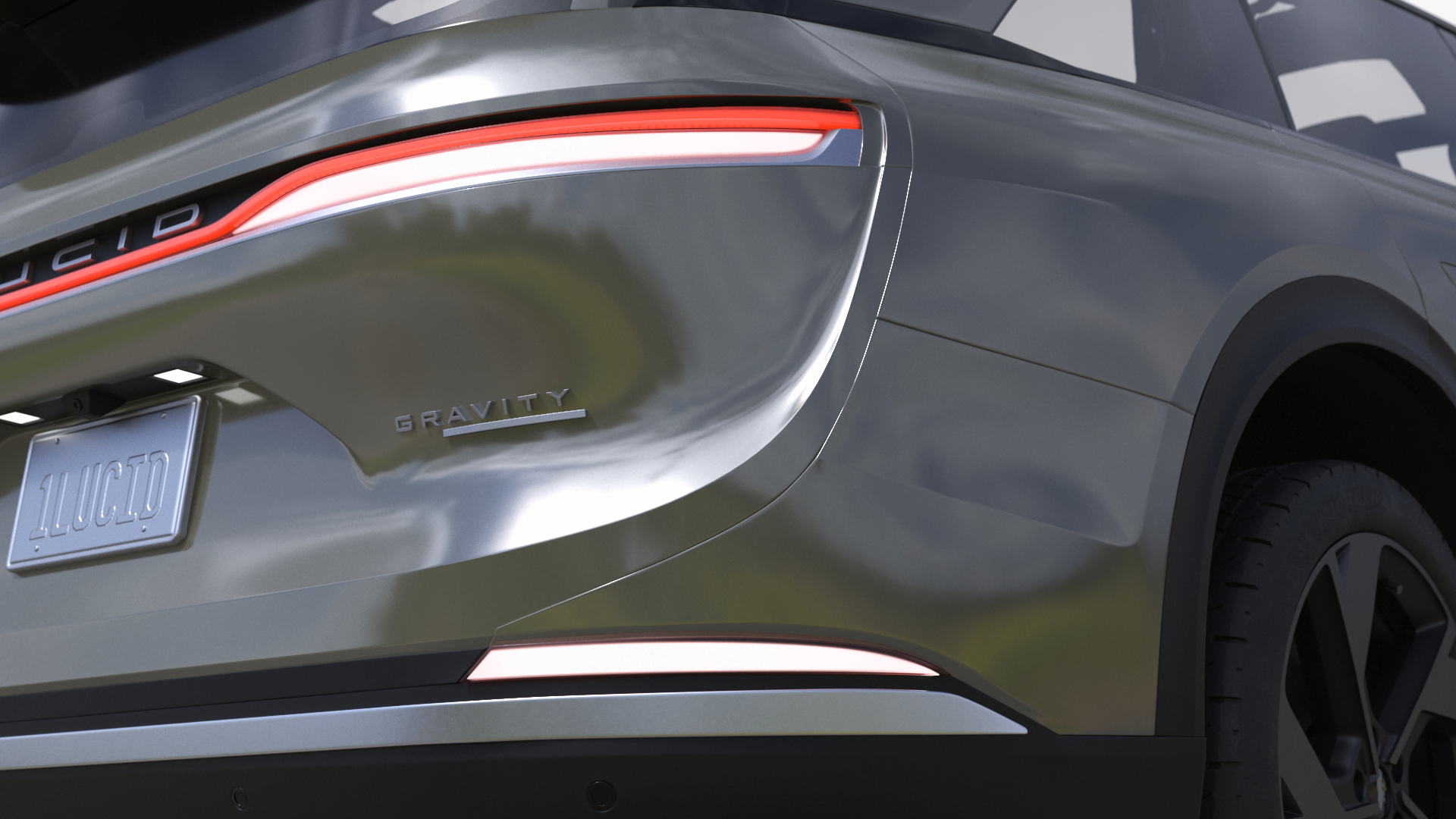 3D Lucid Gravity 2024 Electric SUV Olive Color model