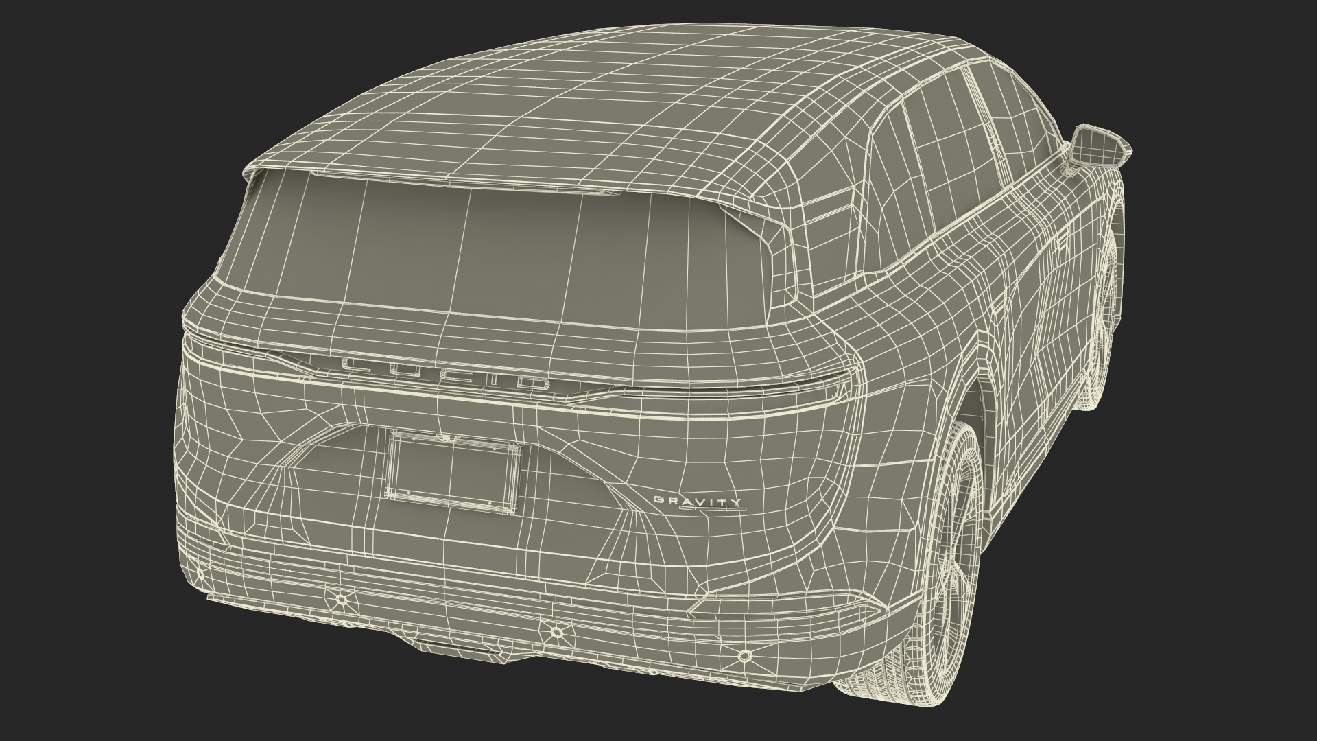 3D Lucid Gravity 2024 Electric SUV Olive Color model