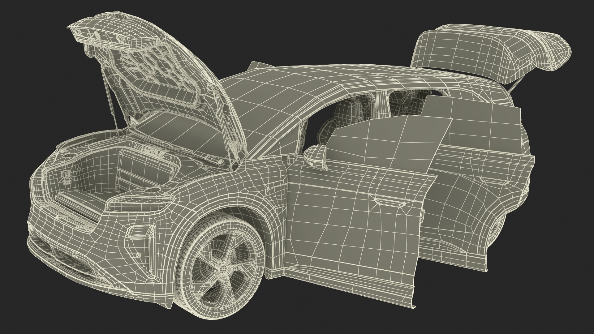 3D Lucid Gravity 2024 Electric SUV Olive Color model