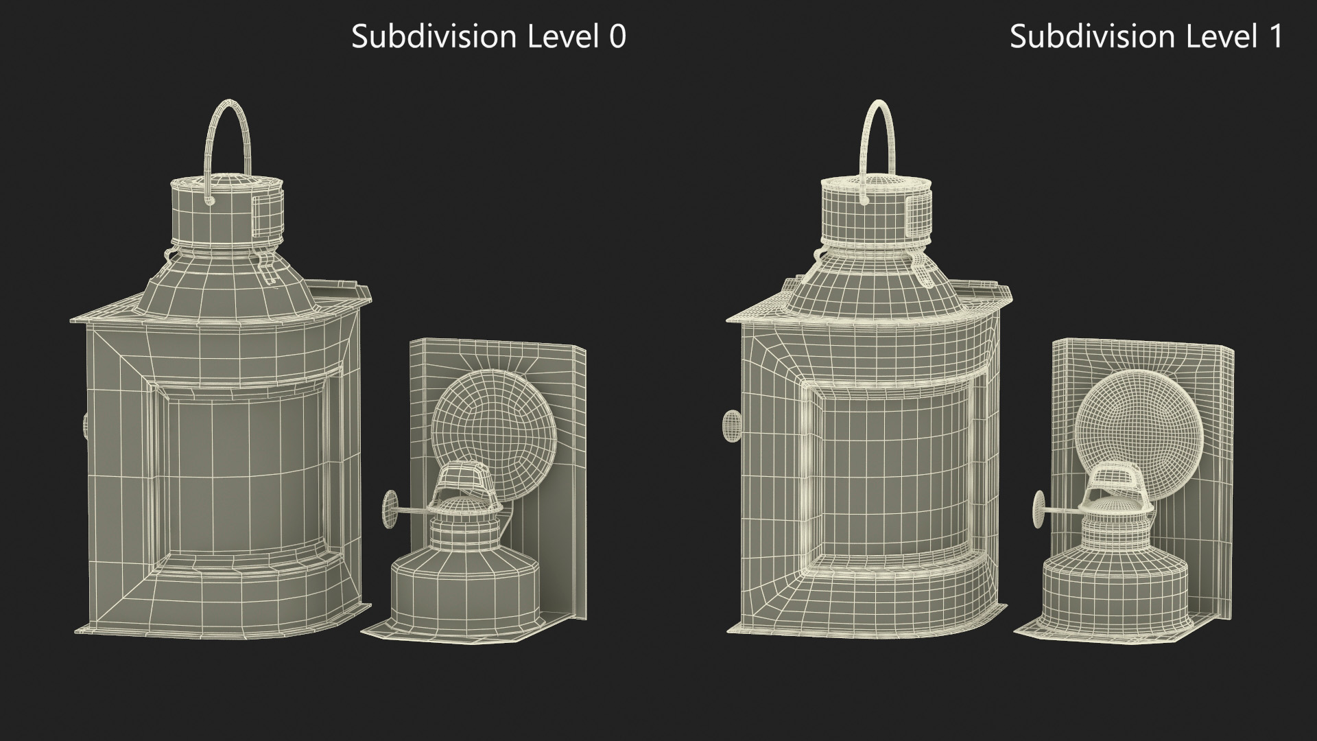 Ship Aged Lamp with Black Glass Disassembled 3D model