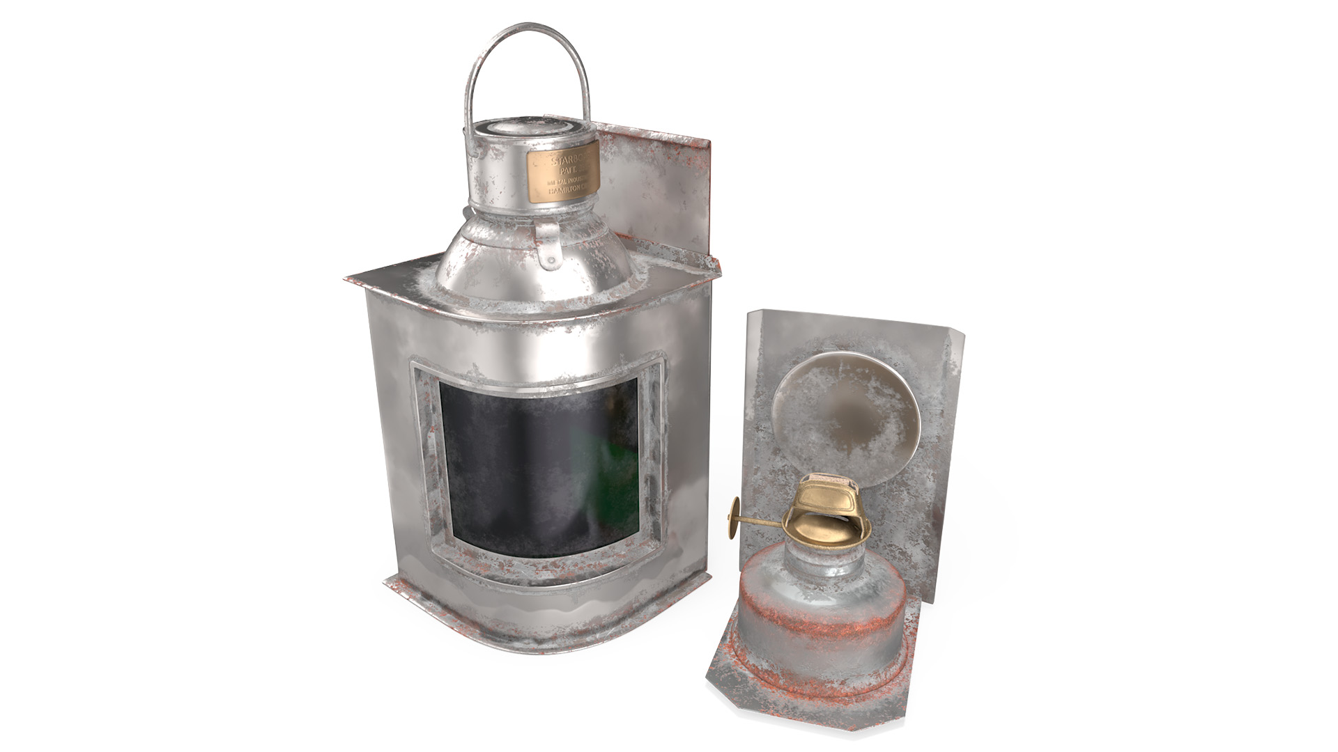 Ship Aged Lamp with Black Glass Disassembled 3D model