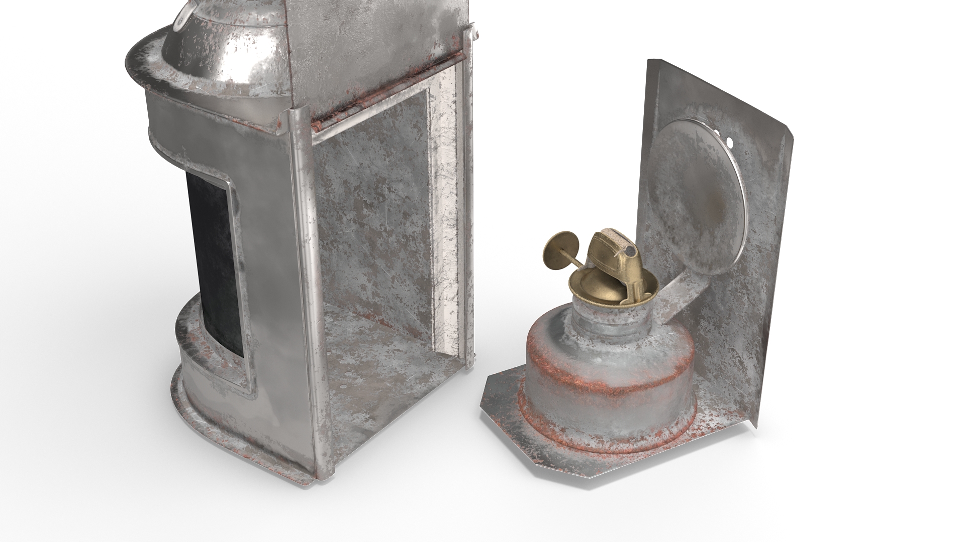 Ship Aged Lamp with Black Glass Disassembled 3D model