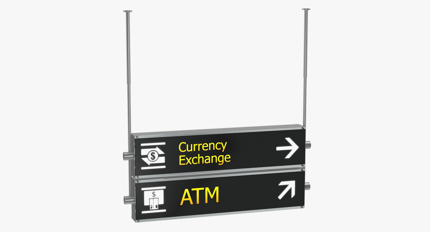 3D model Airport Signs Currency Exchange ATM