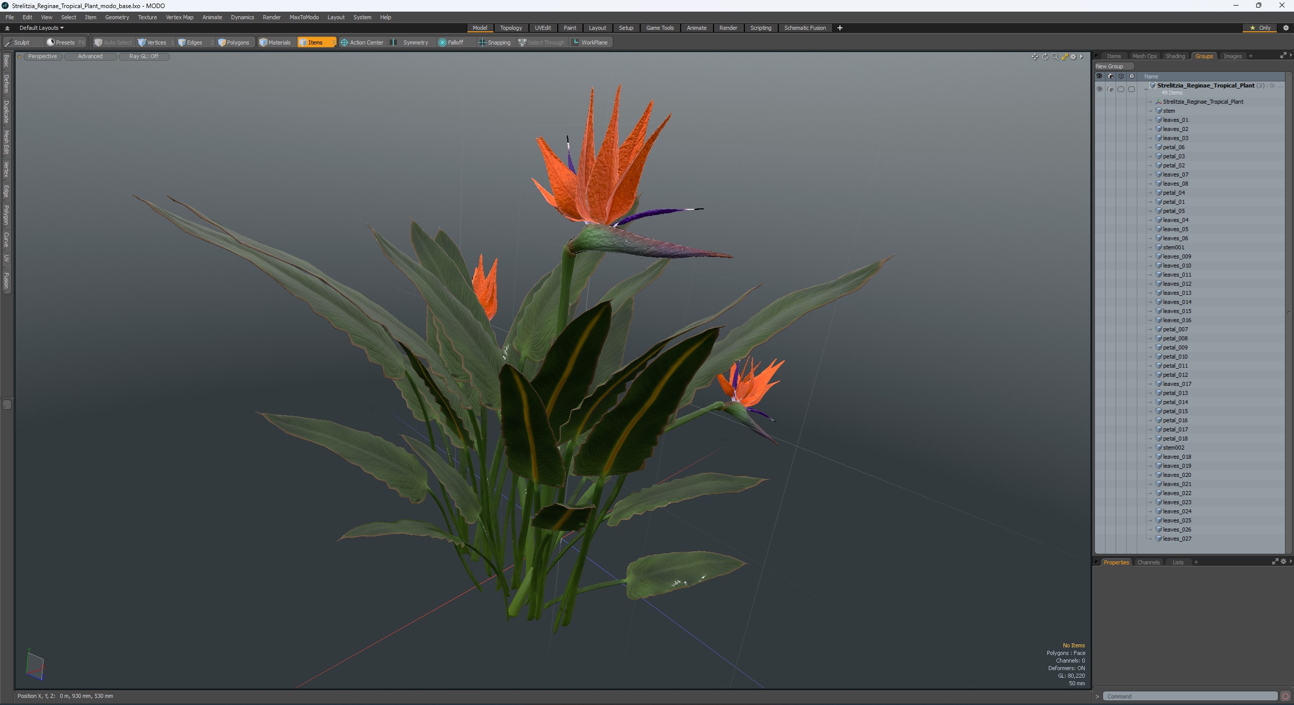 3D Strelitzia Reginae Tropical Plant model