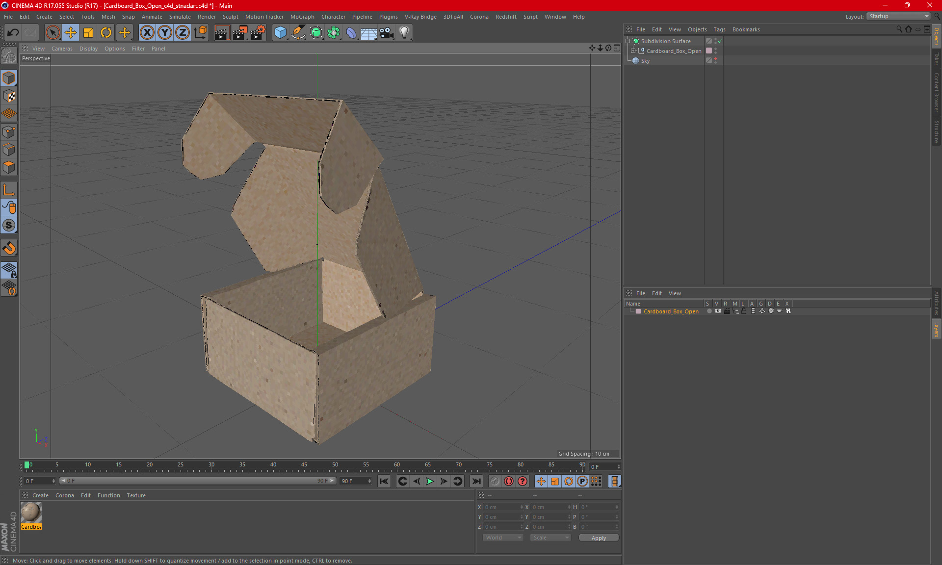 3D Cardboard Box Open model