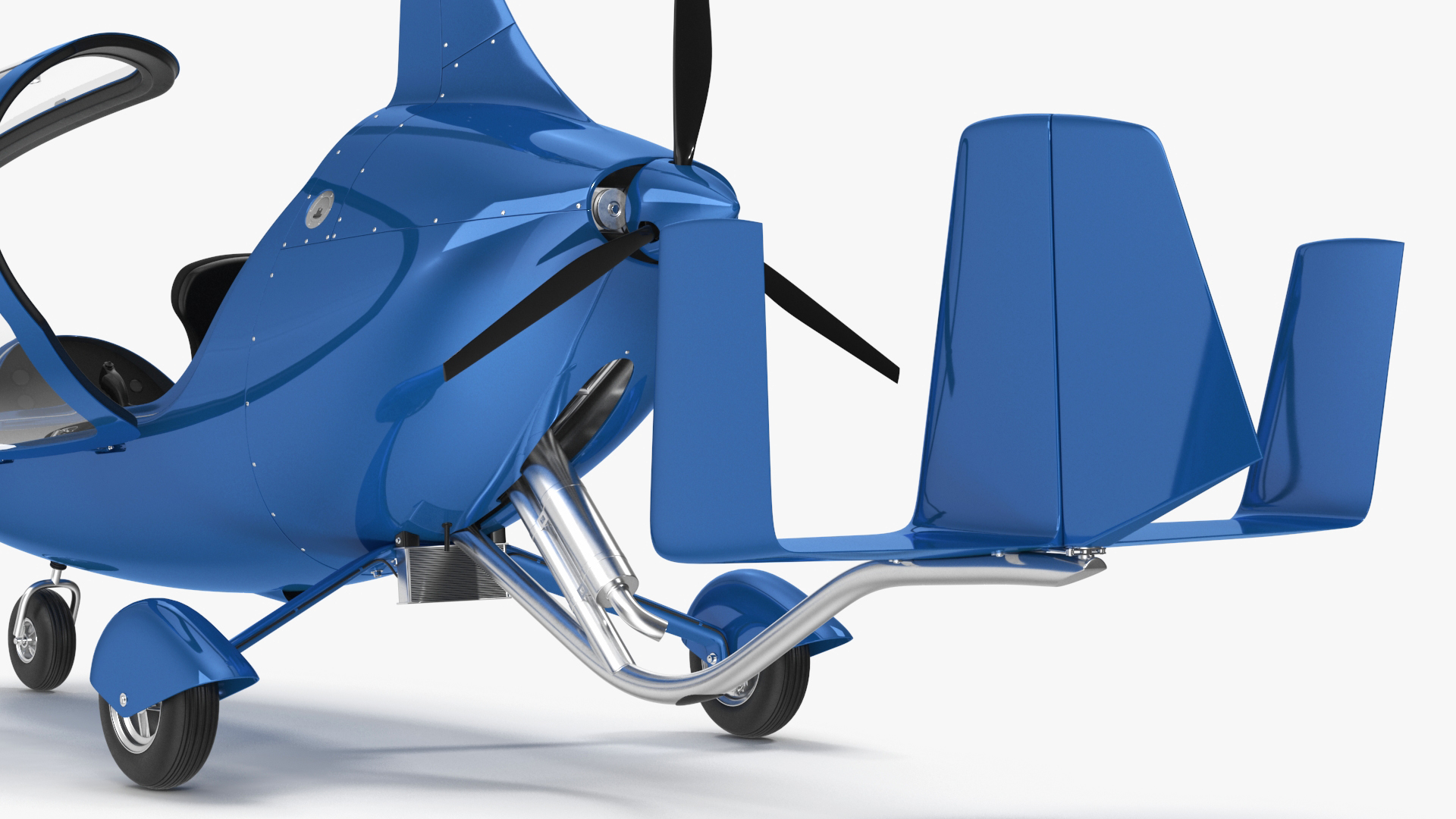 3D model Autogyro Rotorcraft Blue Simple Interior