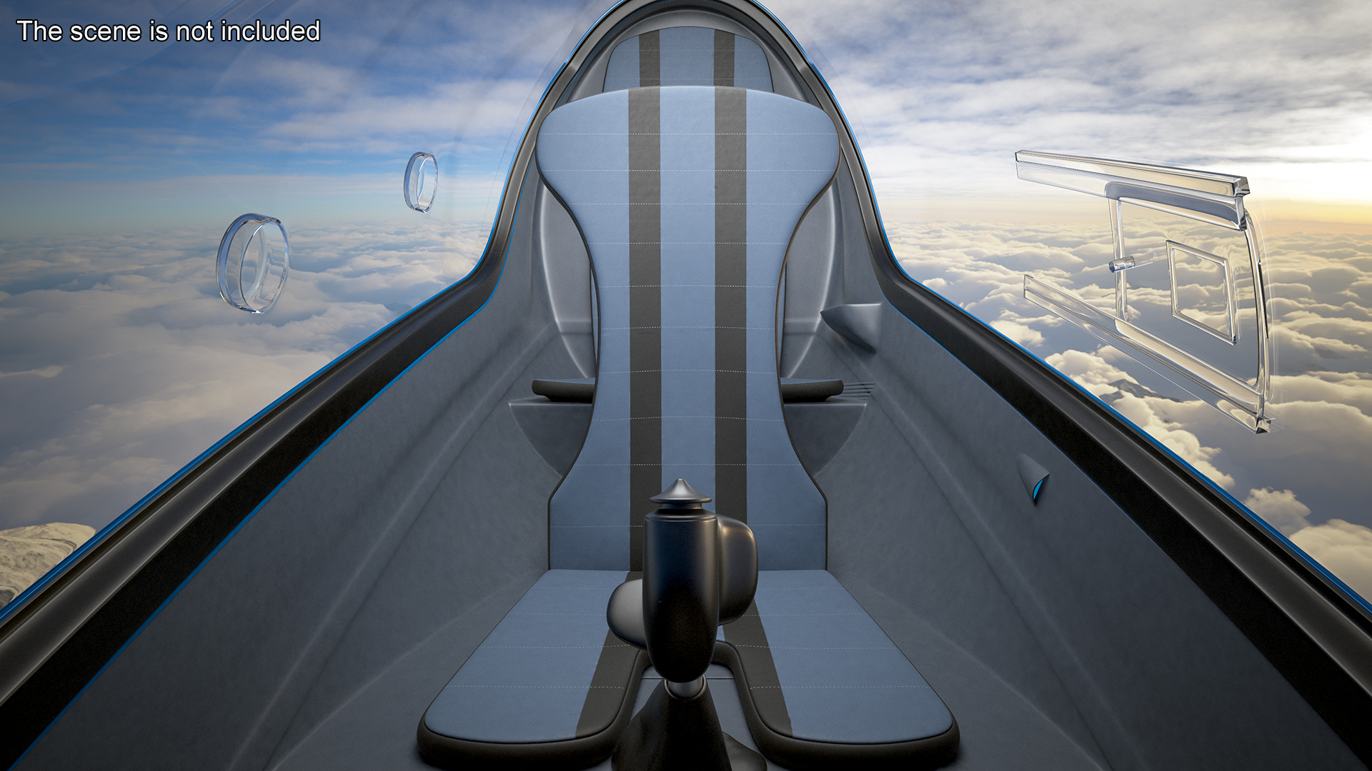 3D model Autogyro Rotorcraft Blue Simple Interior