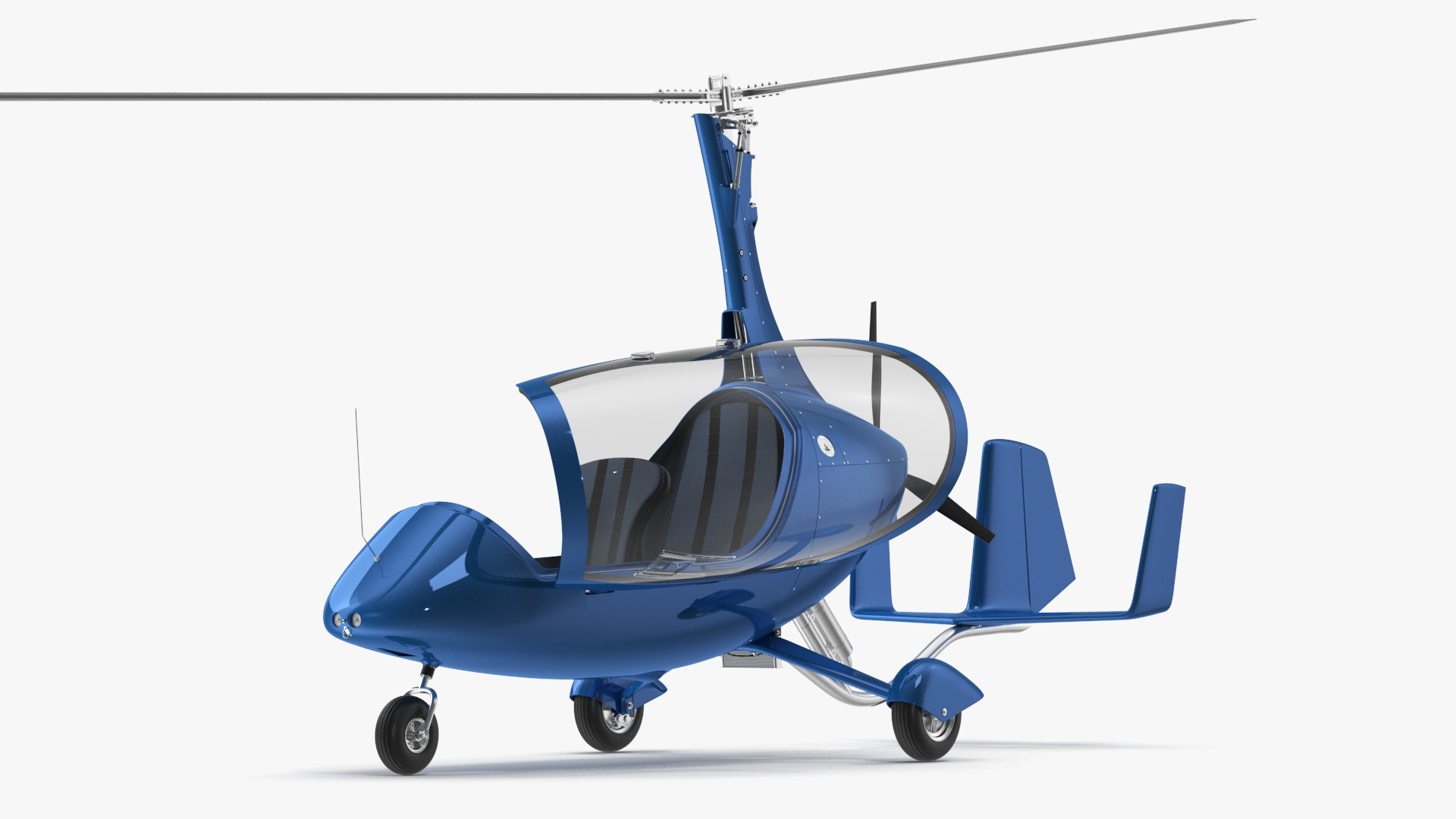 3D model Autogyro Rotorcraft Blue Simple Interior