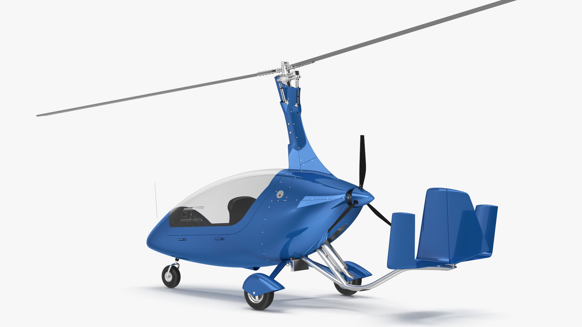 3D model Autogyro Rotorcraft Blue Simple Interior