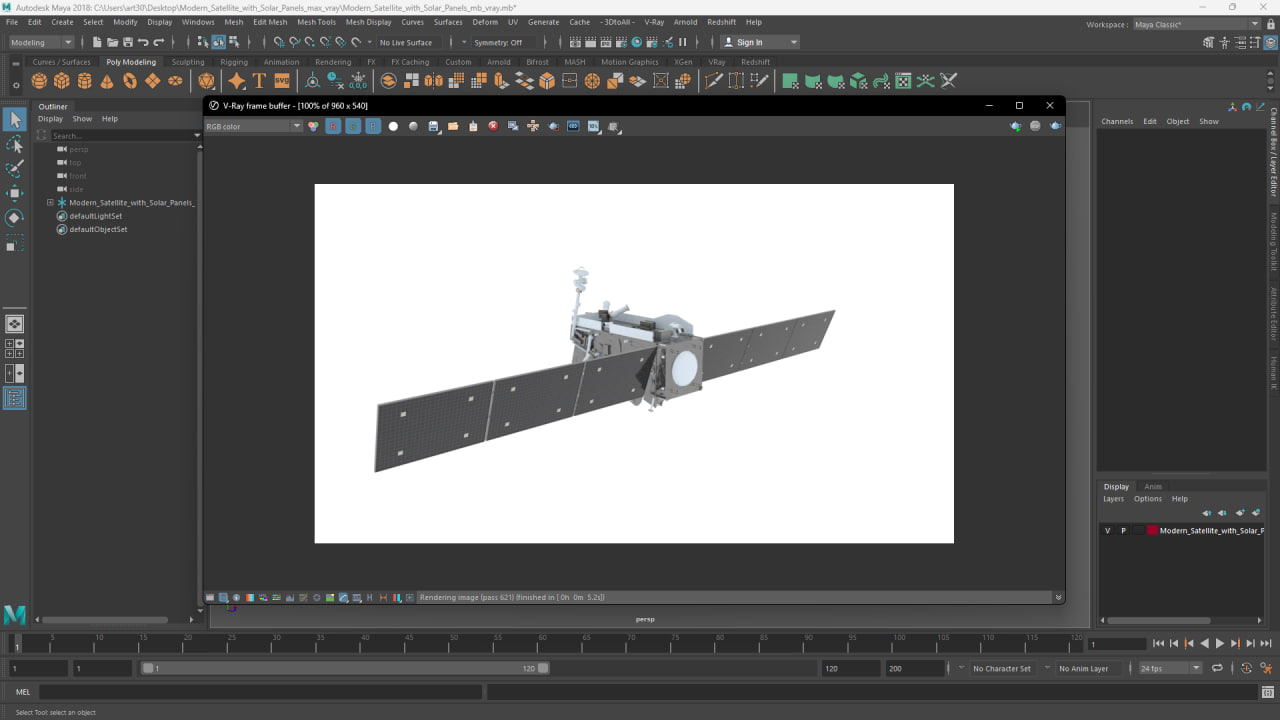 Modern Satellite with Solar Panels 3D model
