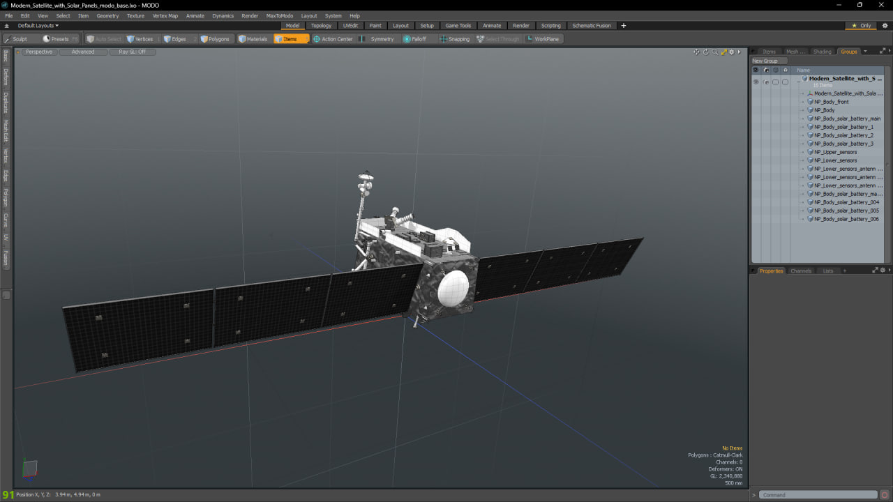 Modern Satellite with Solar Panels 3D model