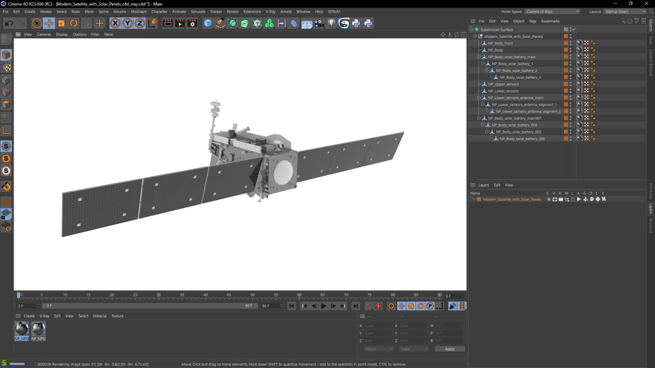 Modern Satellite with Solar Panels 3D model