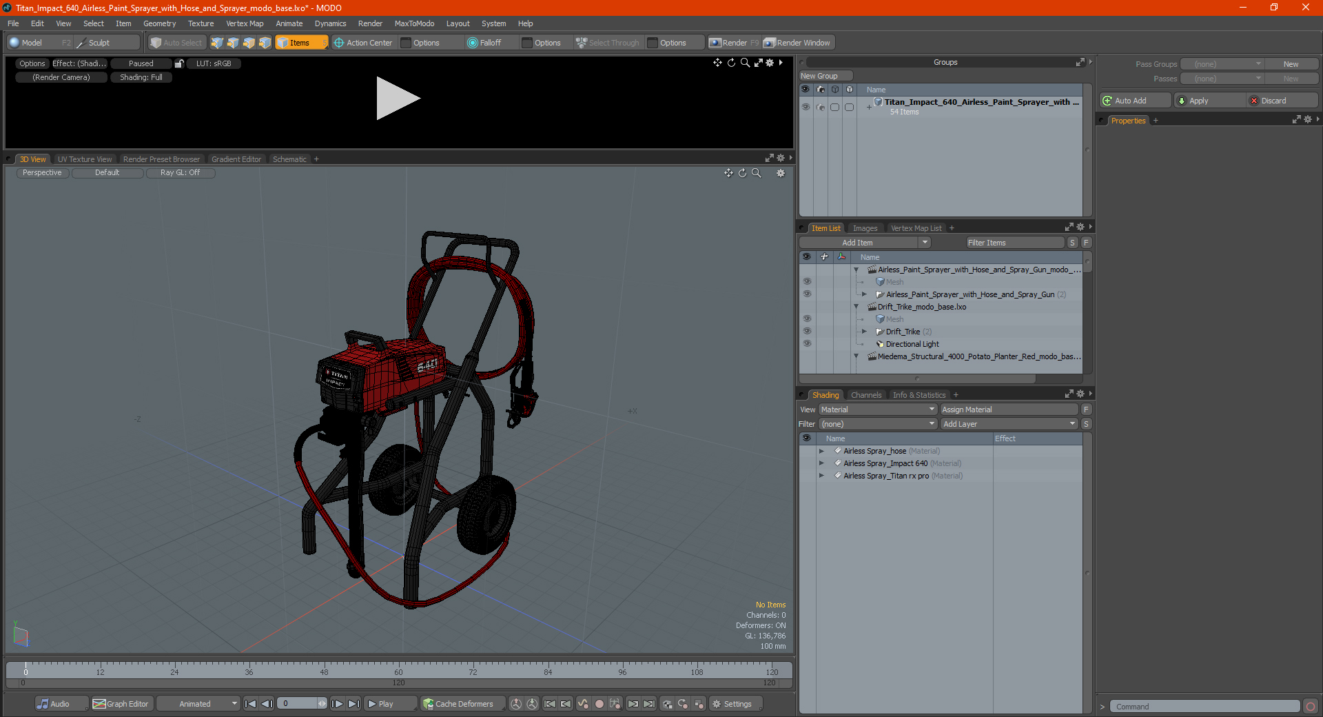 3D model Titan Impact 640 Airless Paint Sprayer with Hose and Sprayer