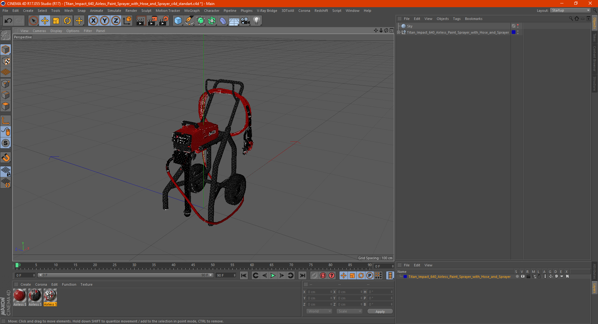 3D model Titan Impact 640 Airless Paint Sprayer with Hose and Sprayer