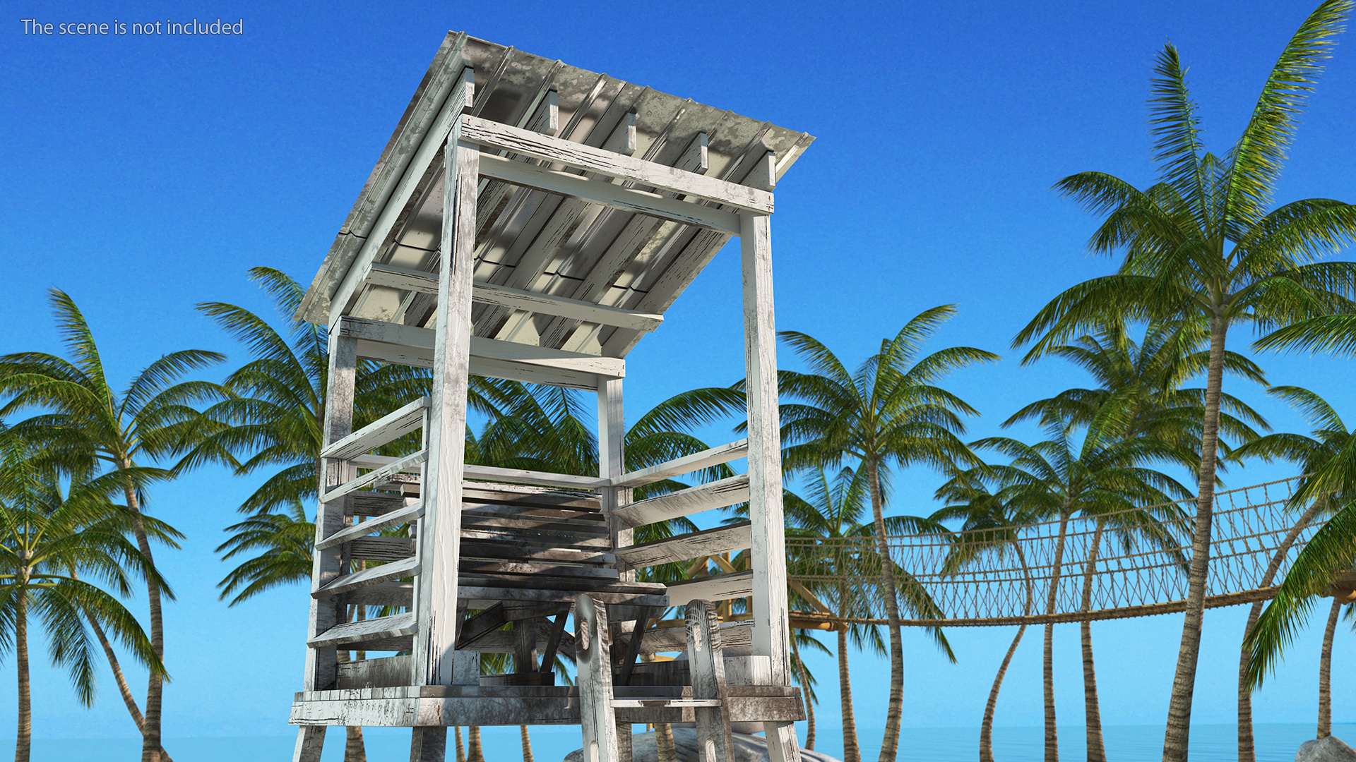 Old Wooden Lifeguard Station White 3D model