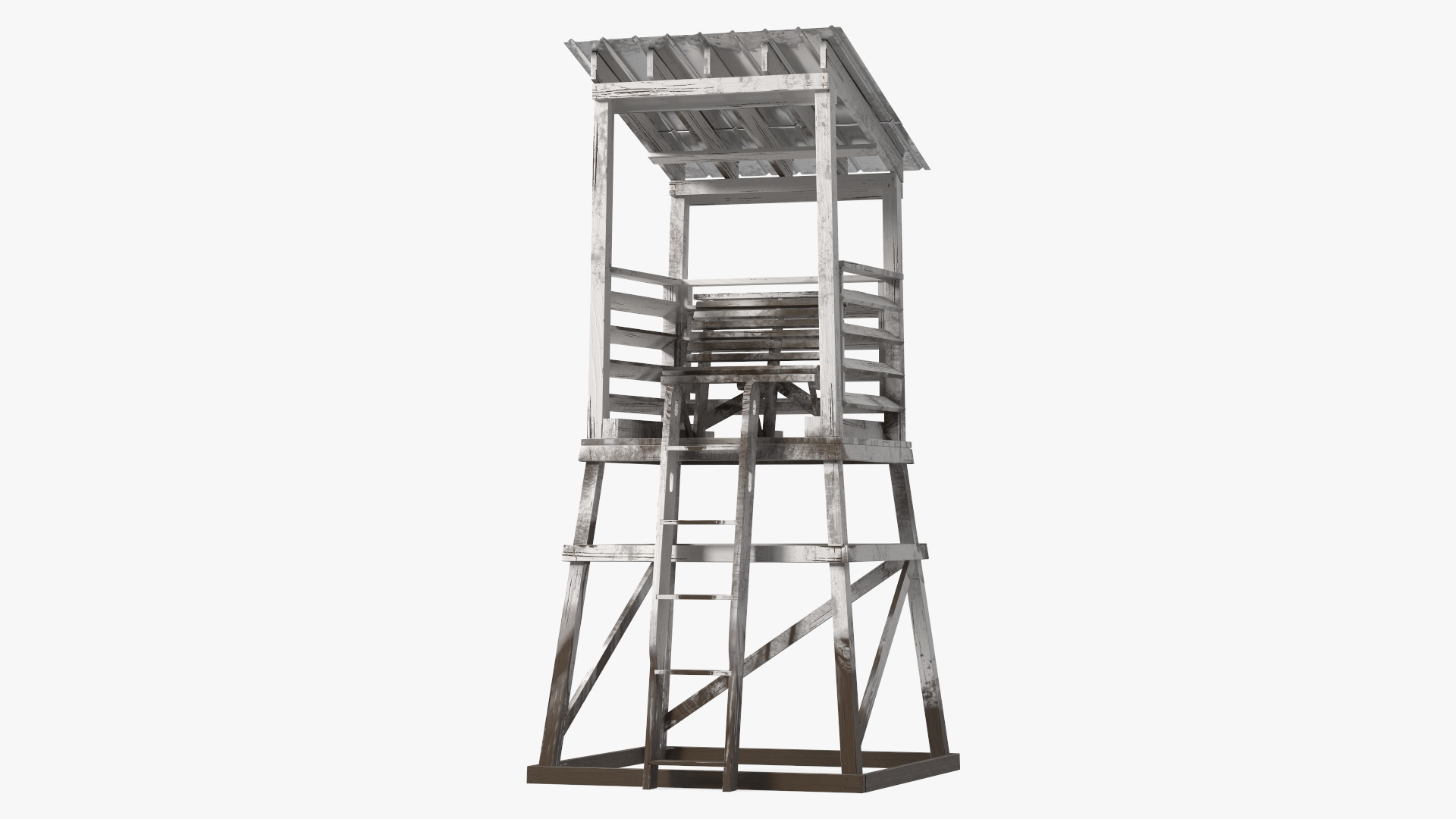 Old Wooden Lifeguard Station White 3D model