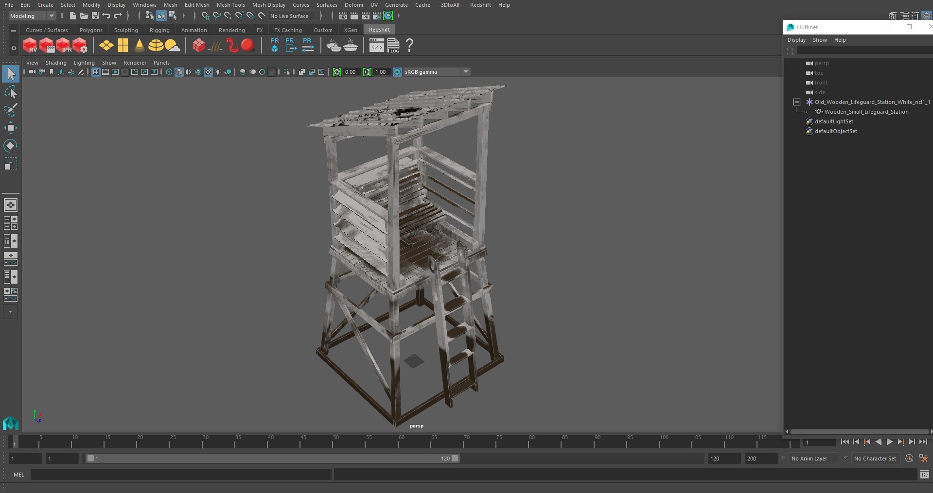 Old Wooden Lifeguard Station White 3D model
