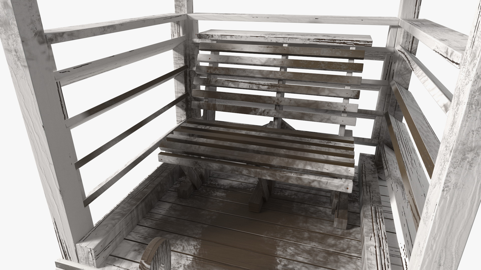 Old Wooden Lifeguard Station White 3D model