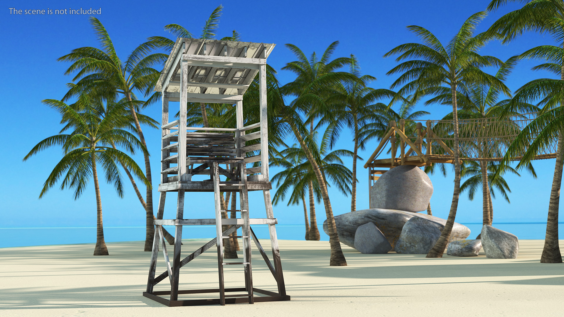 Old Wooden Lifeguard Station White 3D model