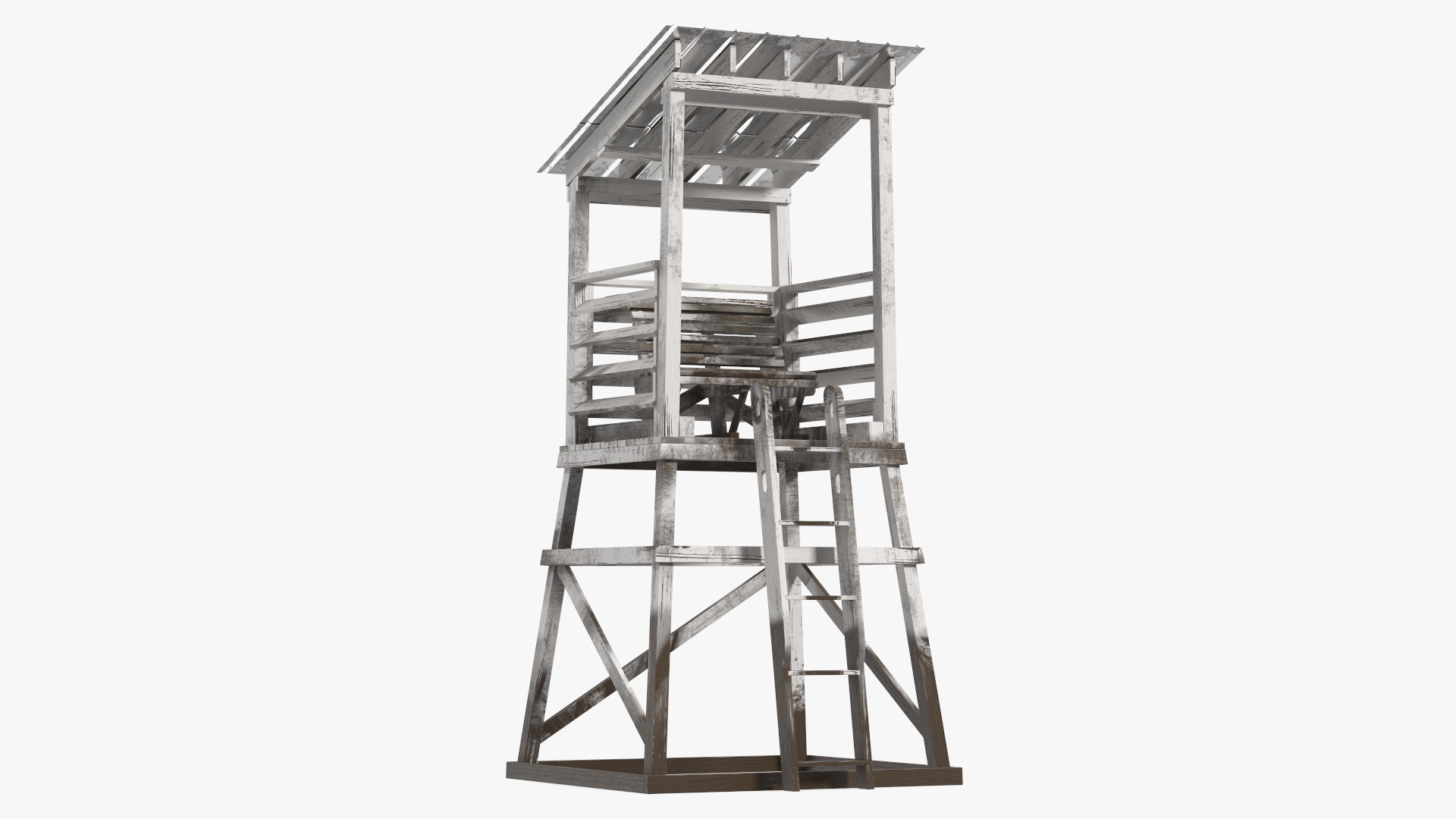 Old Wooden Lifeguard Station White 3D model