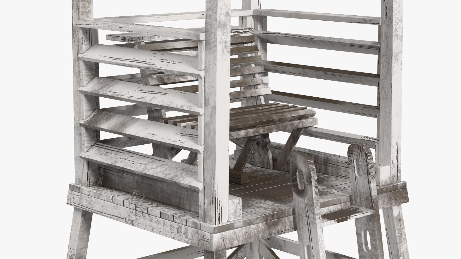 Old Wooden Lifeguard Station White 3D model