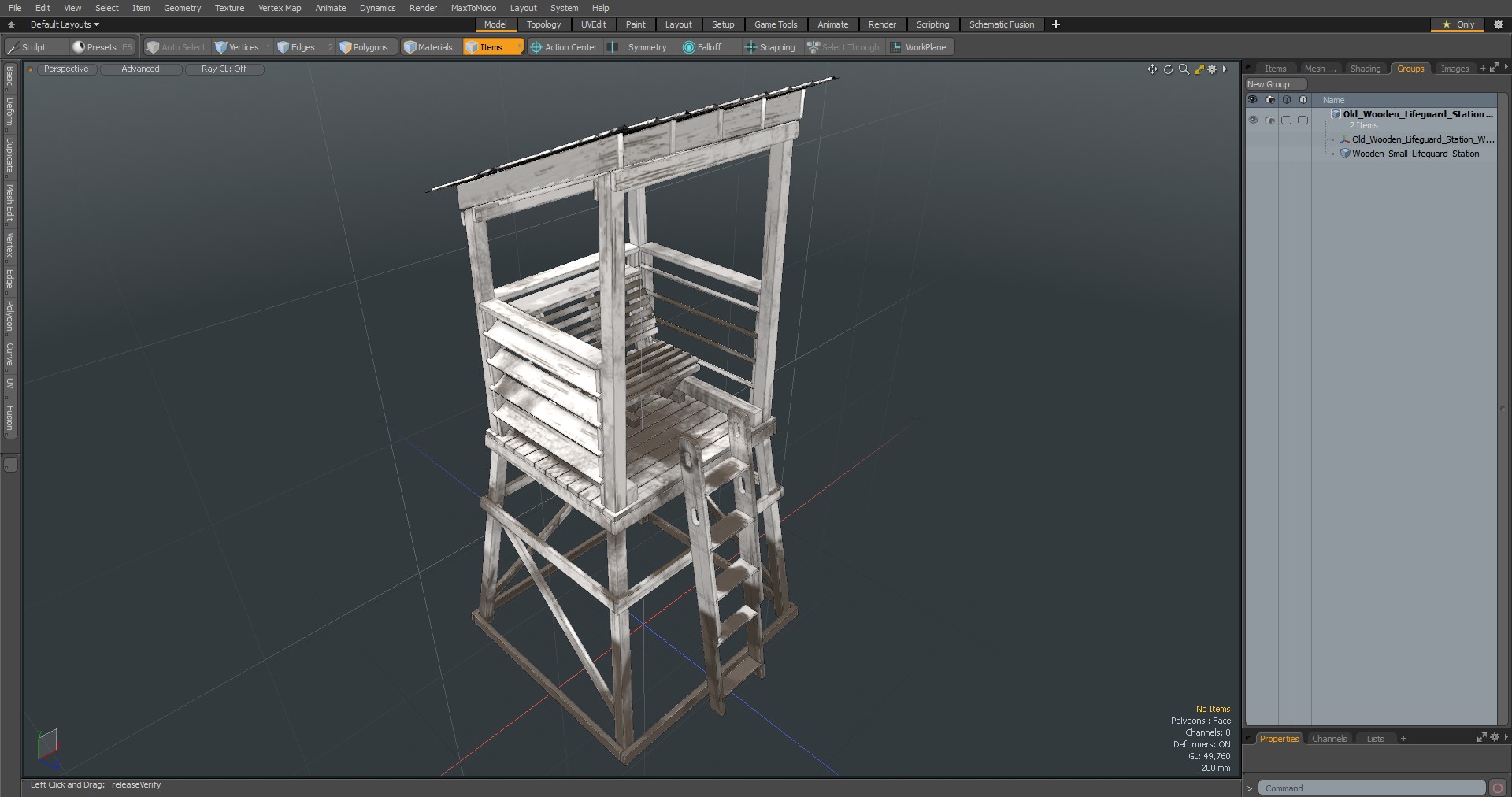 Old Wooden Lifeguard Station White 3D model