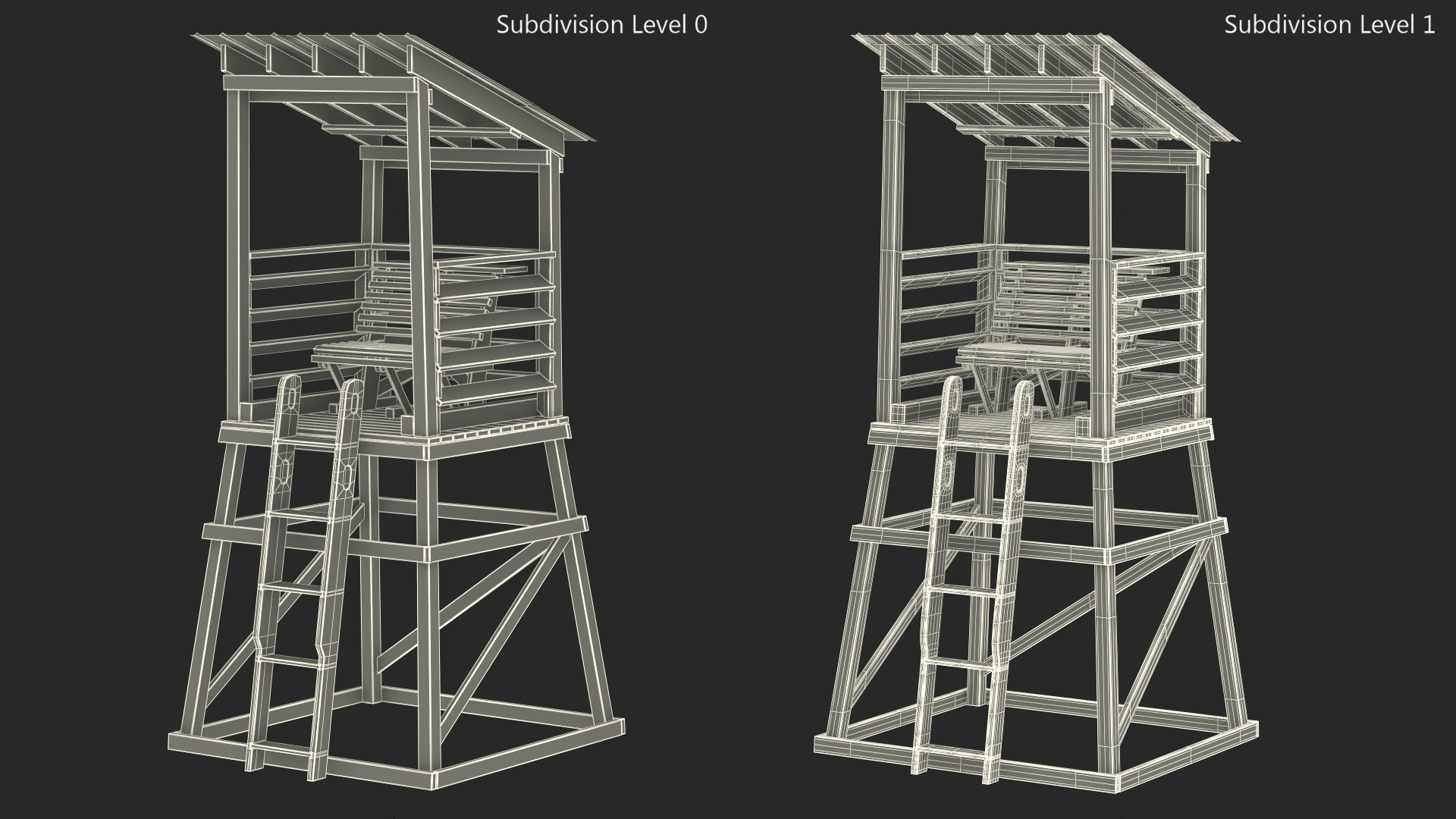 Old Wooden Lifeguard Station White 3D model