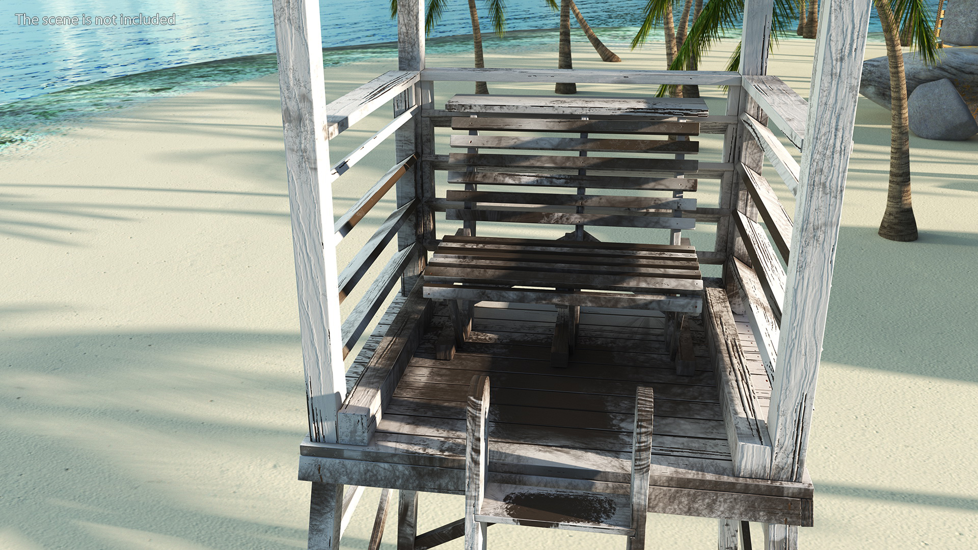 Old Wooden Lifeguard Station White 3D model