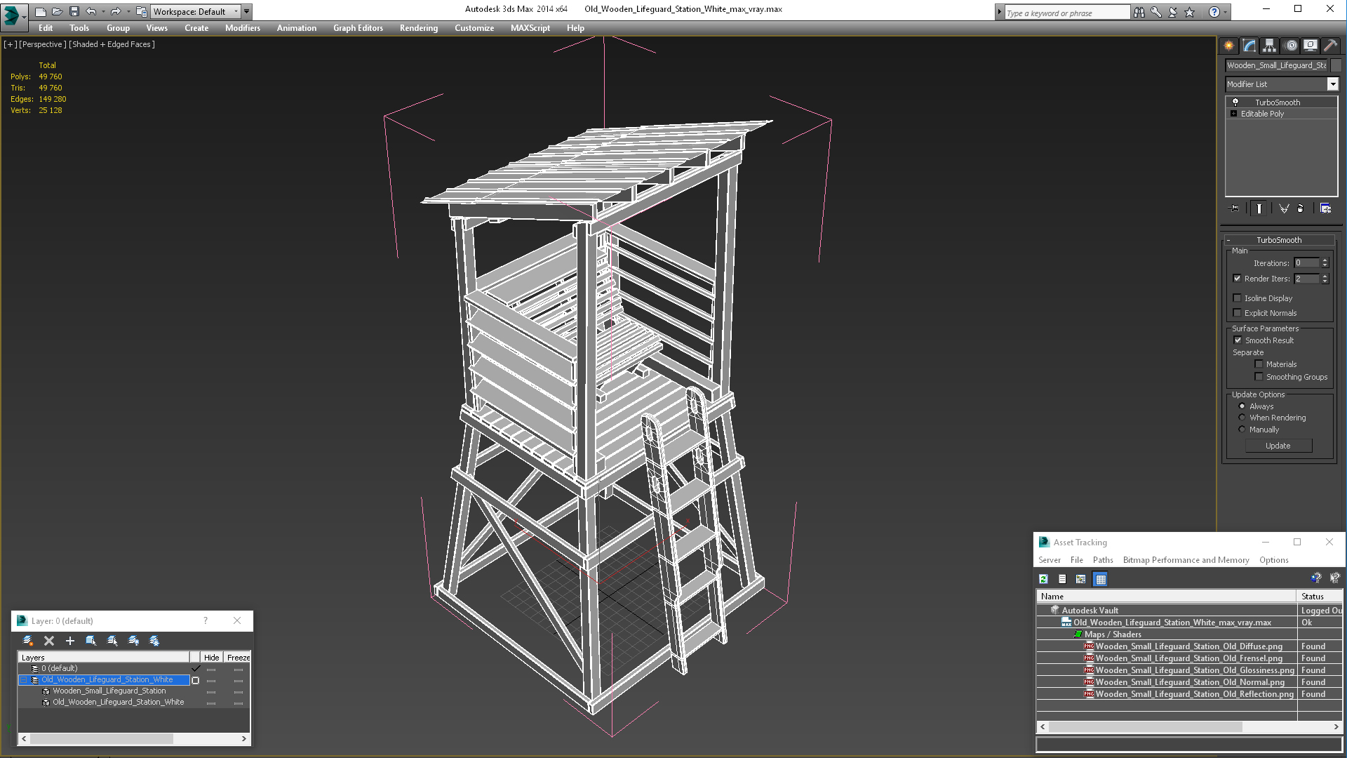 Old Wooden Lifeguard Station White 3D model