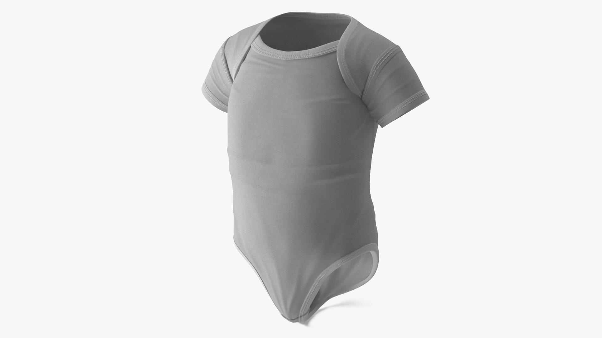 3D Simple White Bodysuit for Toddler model
