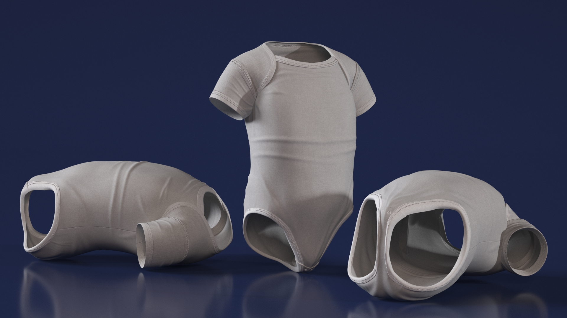 3D Simple White Bodysuit for Toddler model