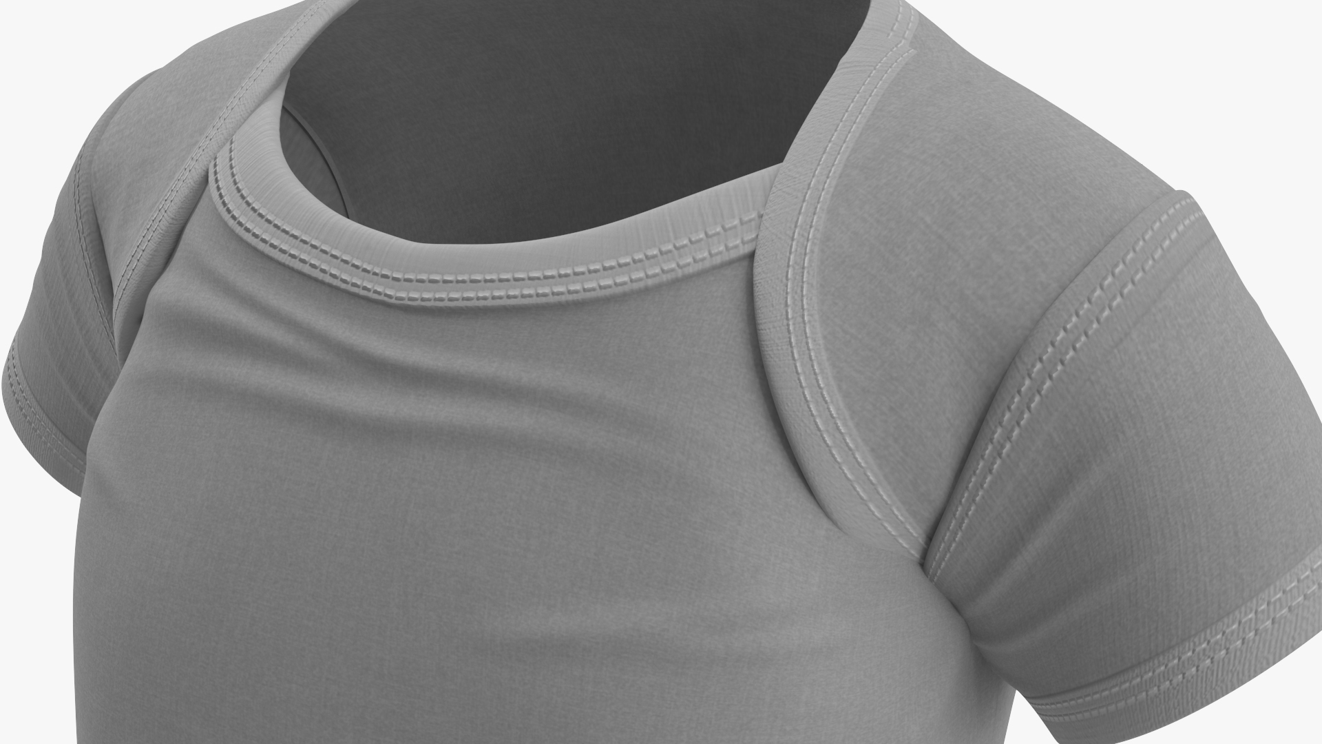 3D Simple White Bodysuit for Toddler model