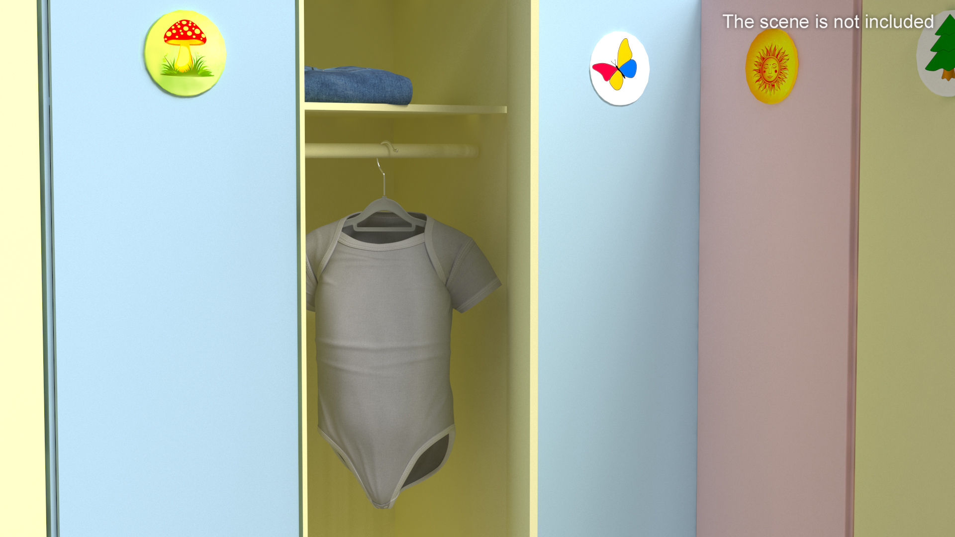 3D Simple White Bodysuit for Toddler model