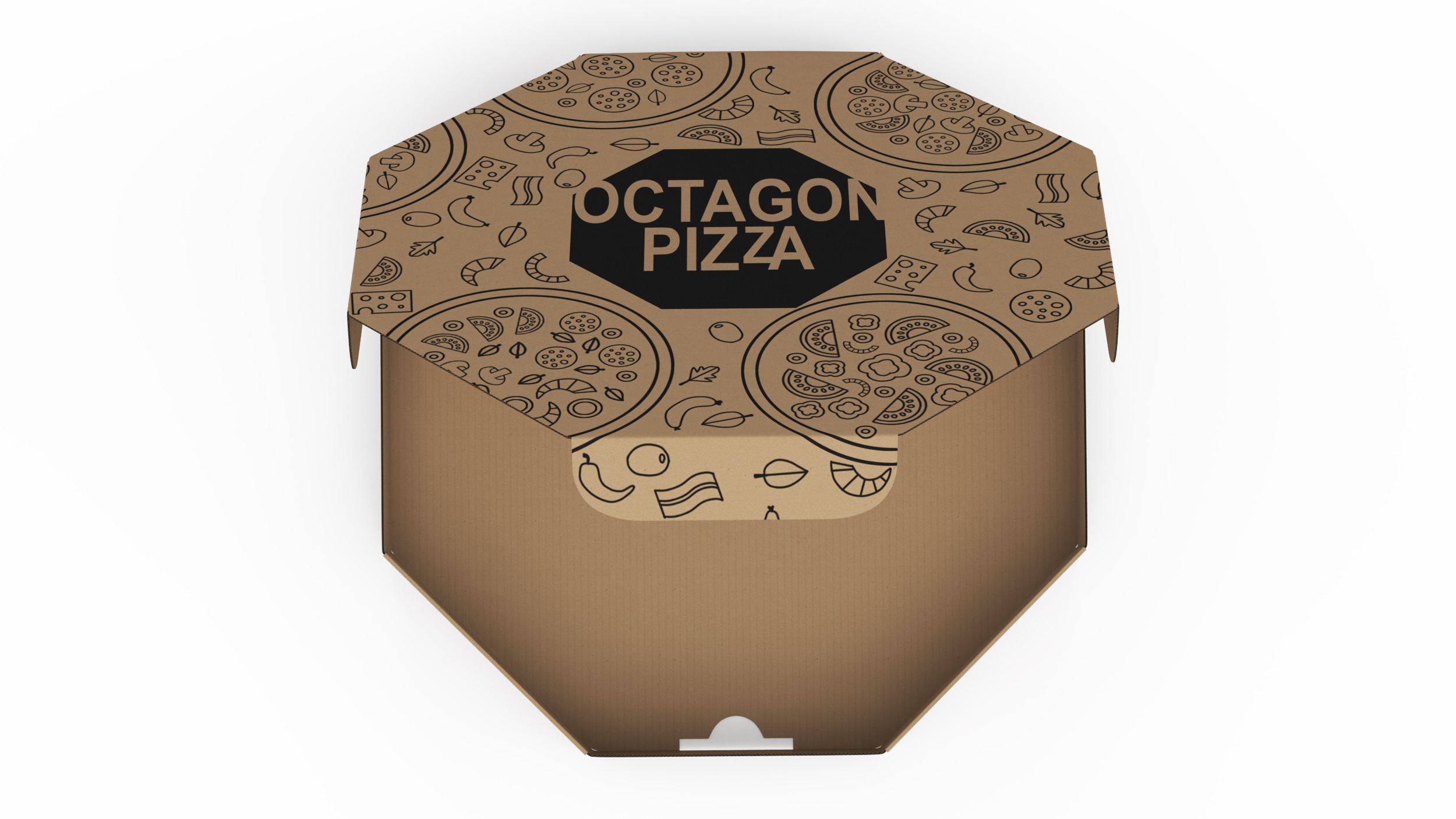 3D Craft Paper Pizza Box Octagonal Rigged model