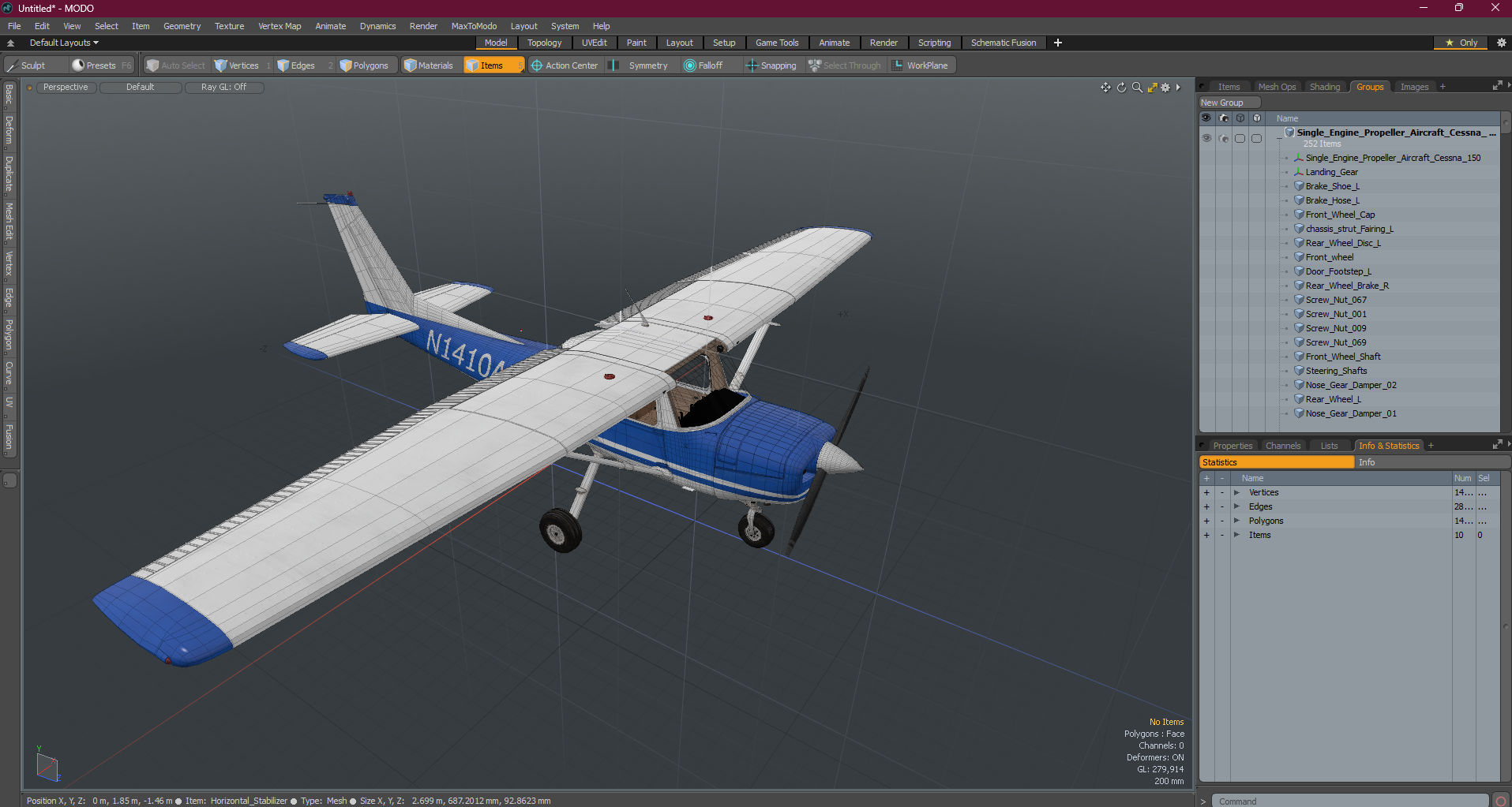 3D Single Engine Propeller Aircraft Cessna 150 model