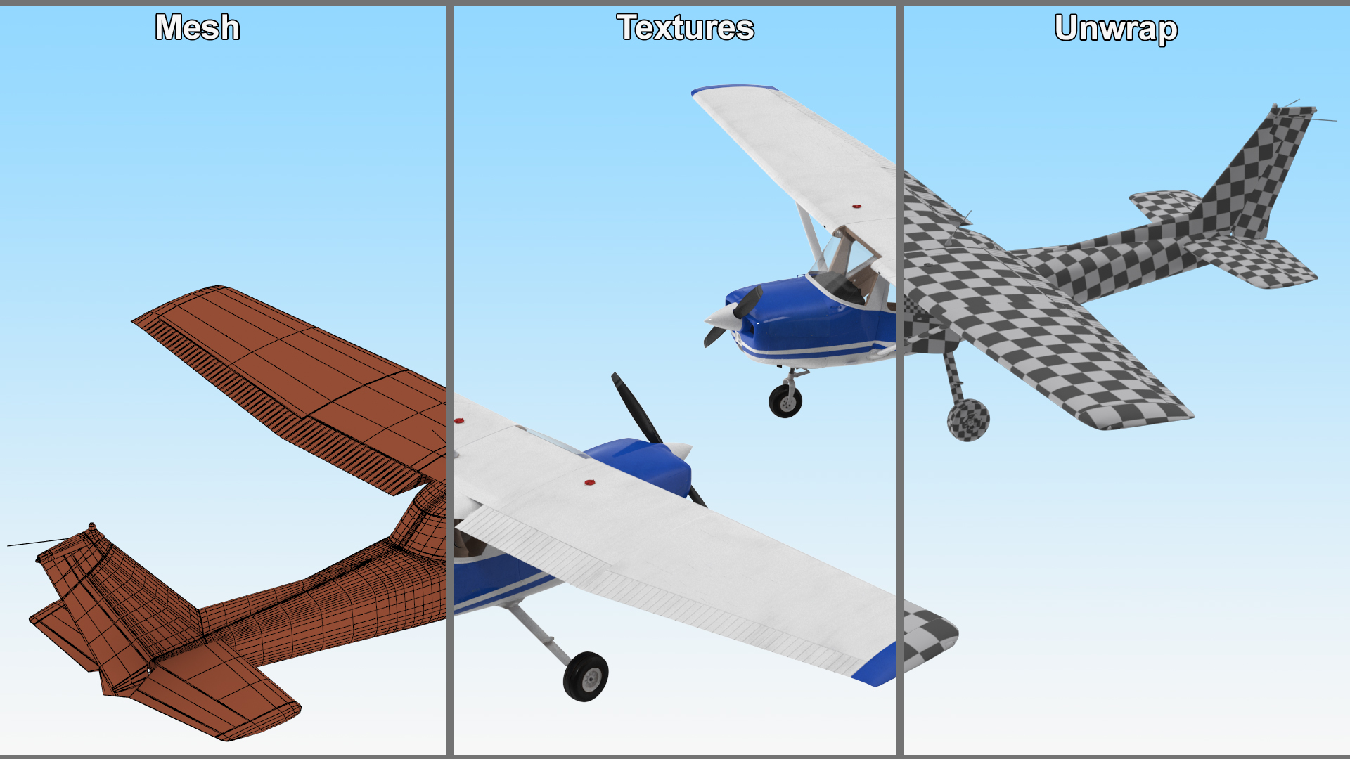 3D Single Engine Propeller Aircraft Cessna 150 model
