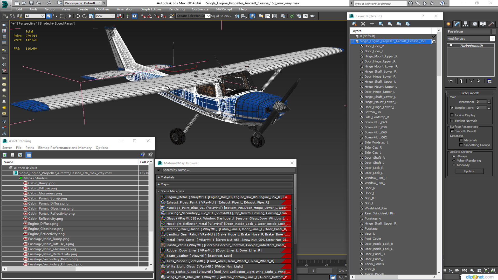 3D Single Engine Propeller Aircraft Cessna 150 model