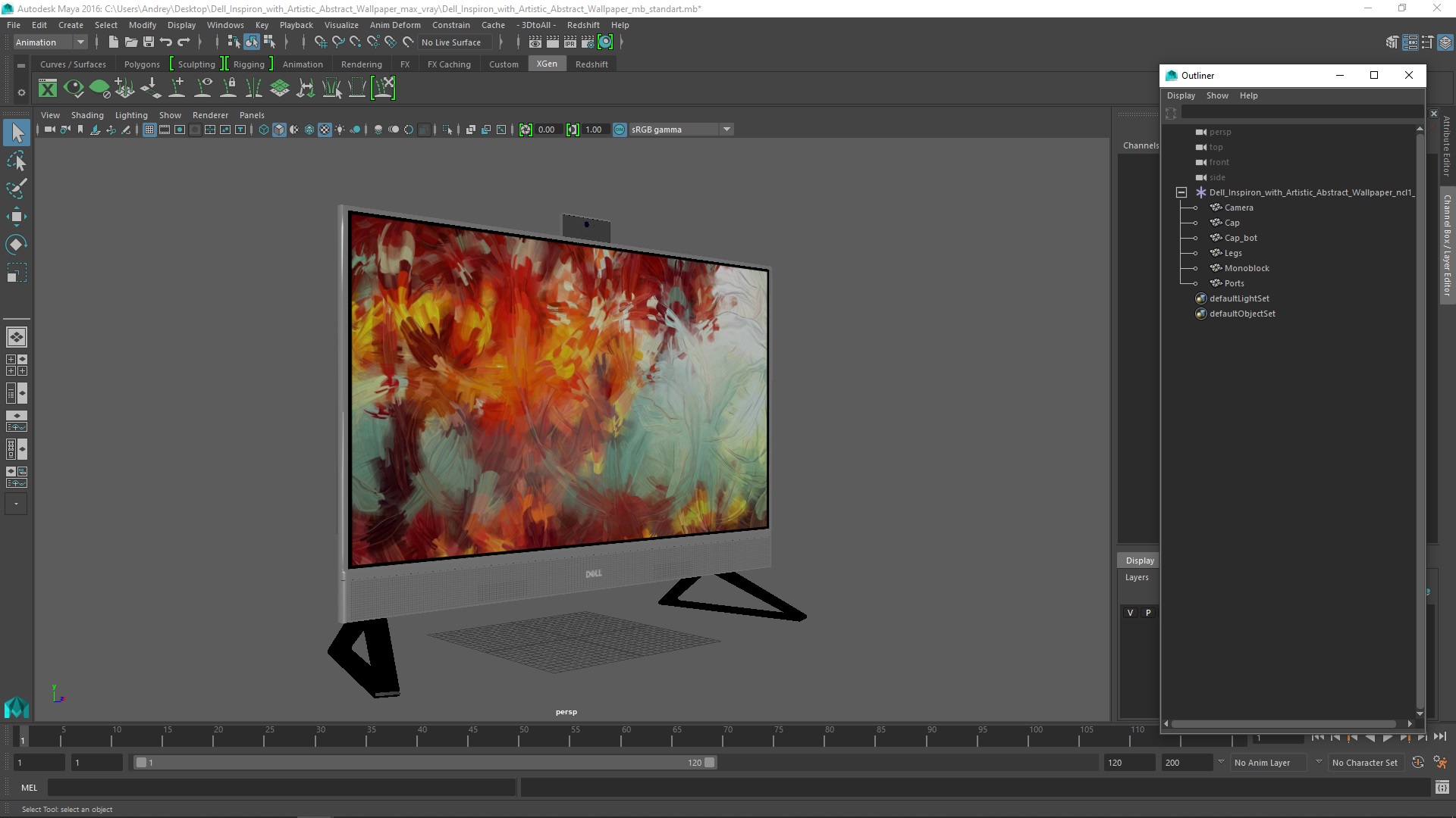 3D Dell Inspiron with Artistic Abstract Wallpaper